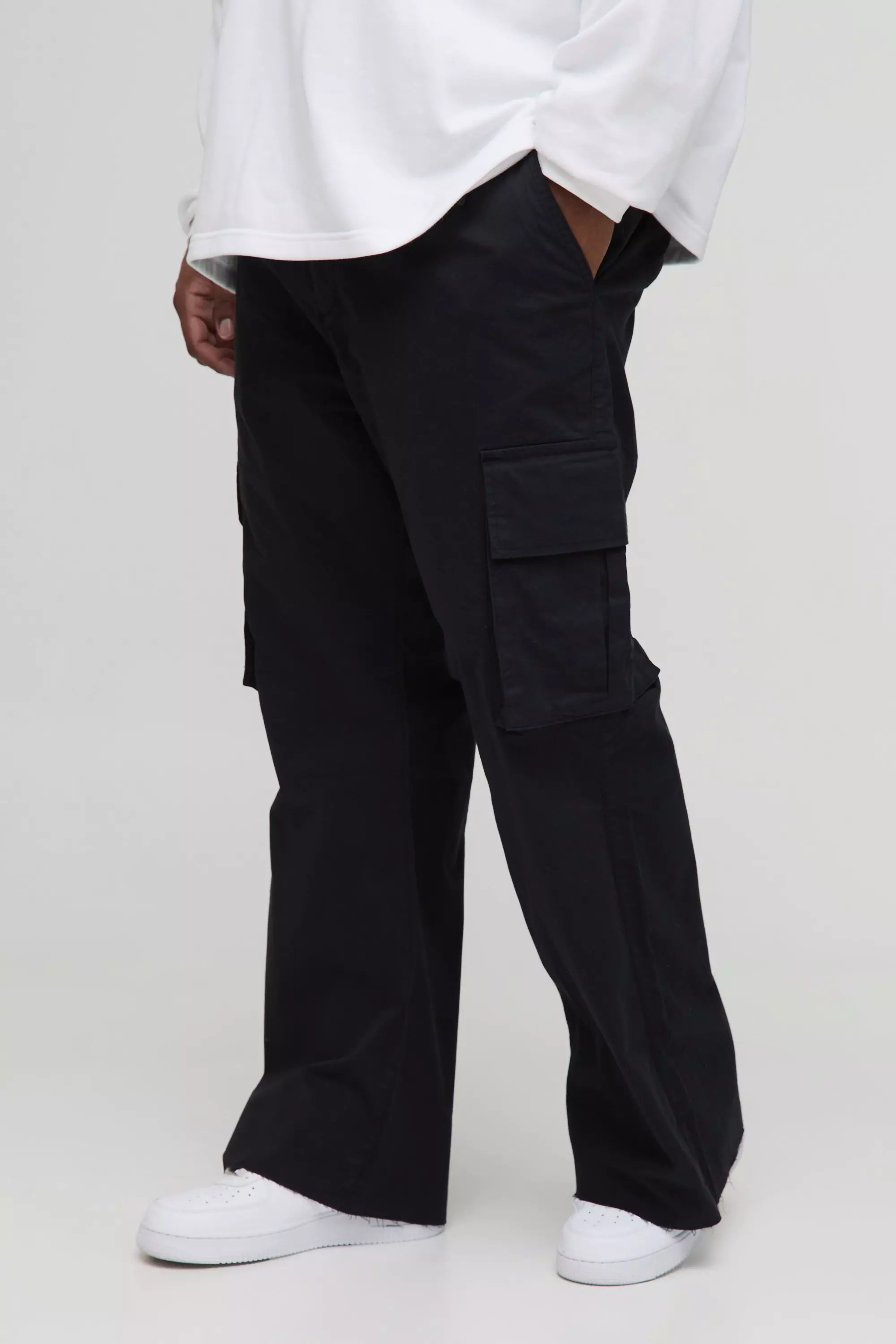 Black Plus Fixed Waist Cargo Flared Trousers alternative image