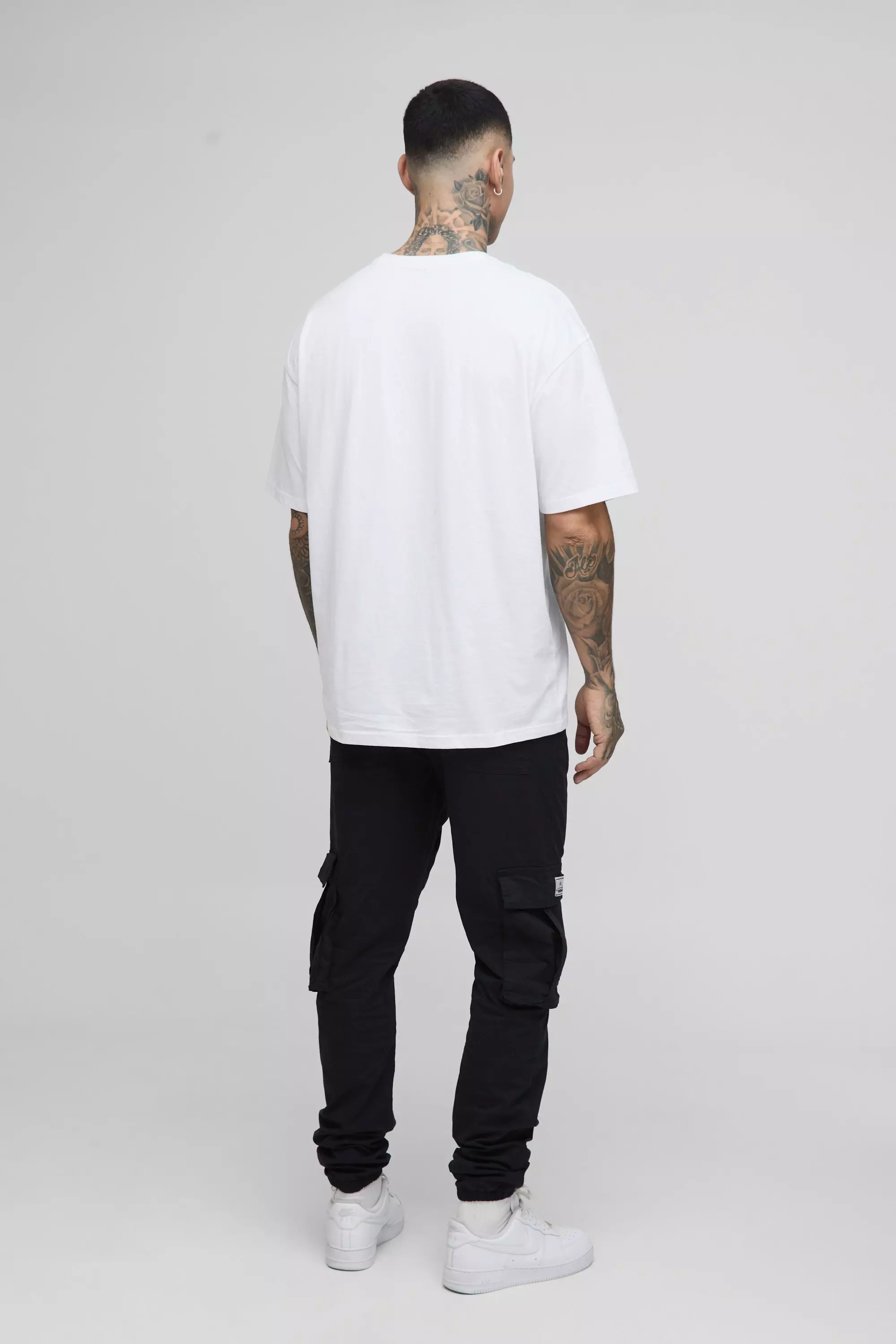 Black Tall Elasticated Waist Branded Cargo Joggers alternative image