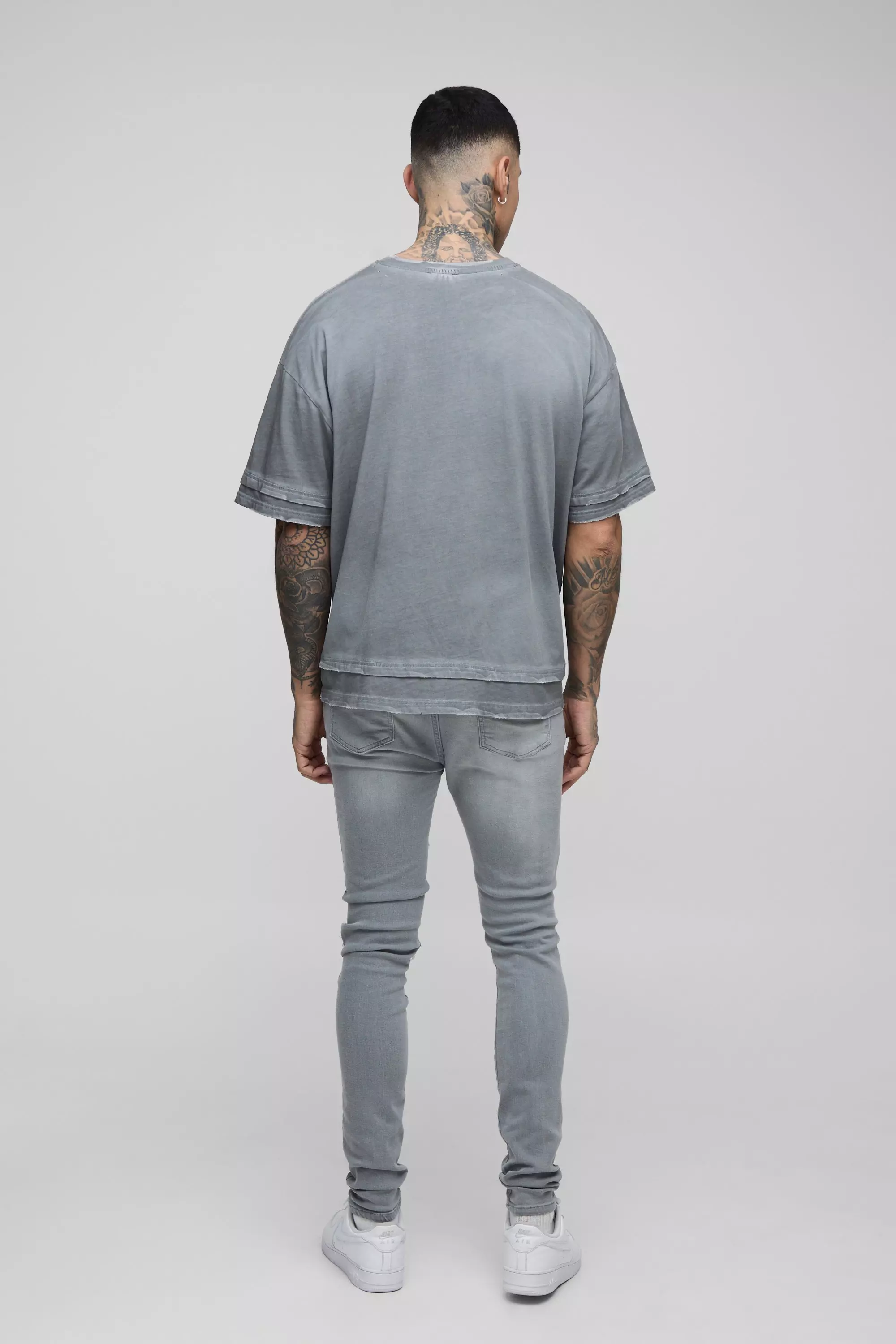 Tall Skinny Stretch Jeans mit Rissen, Mid grey alternatives Bild