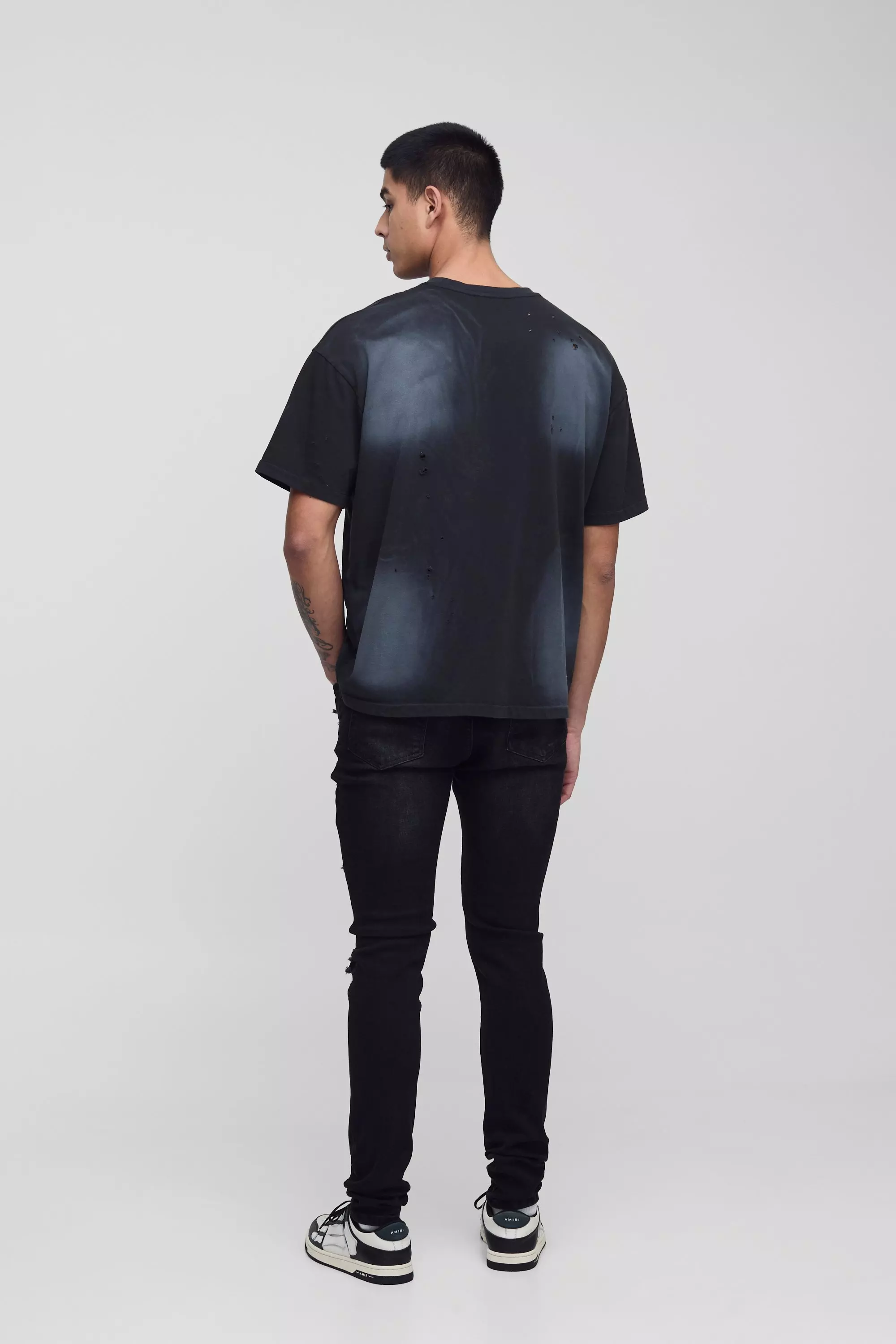 Tall Skinny Stretch All Over Rip Jeans, Black alternatives Bild
