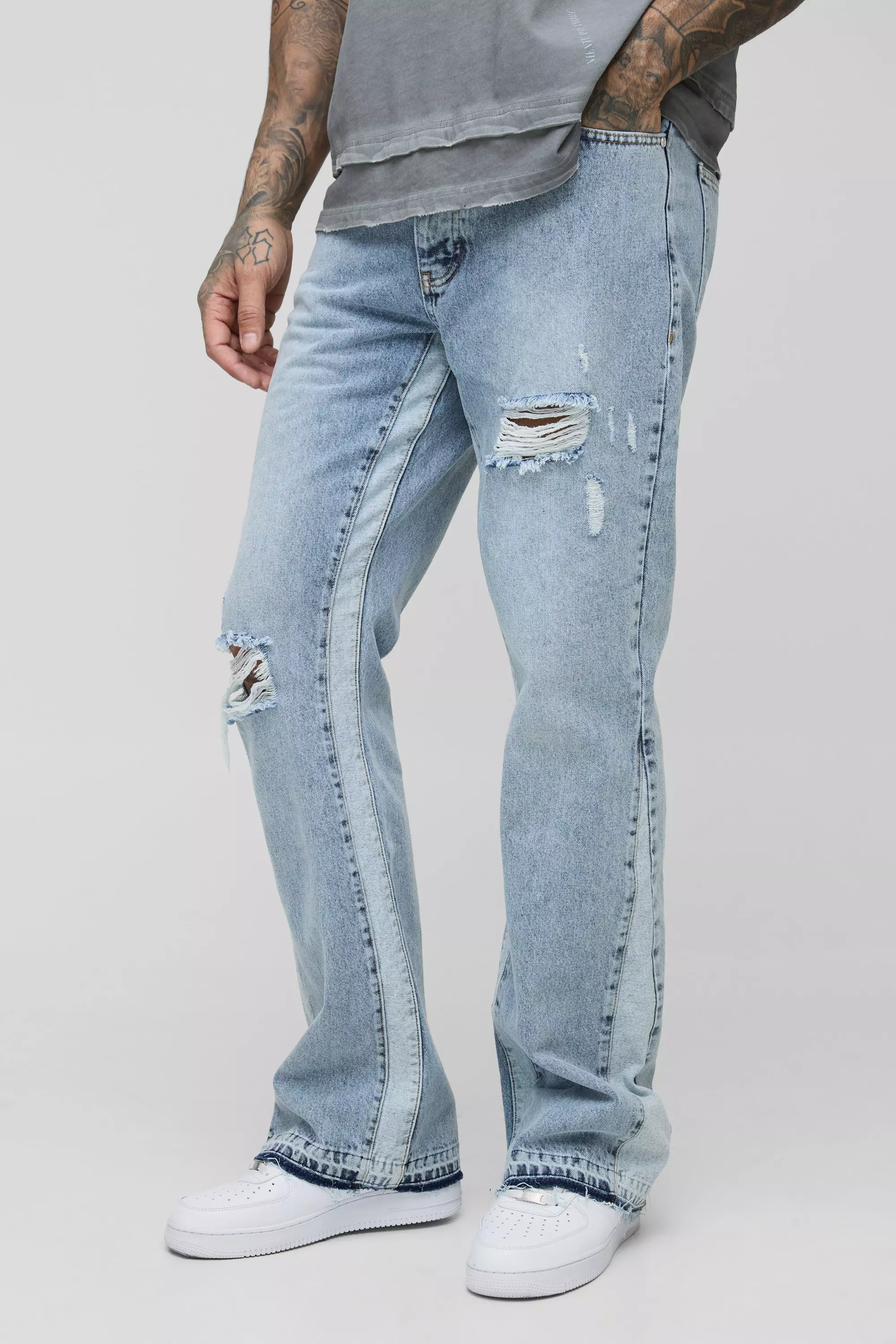 Tall - Jean flare slim à empiècements contrastants, Light wash autre image