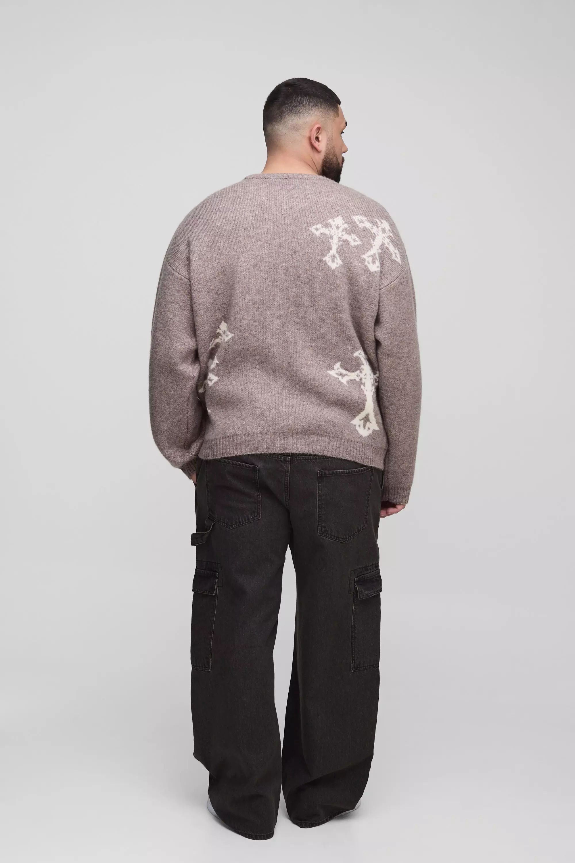 Grande taille - Jean cargo large, Washed black autre image