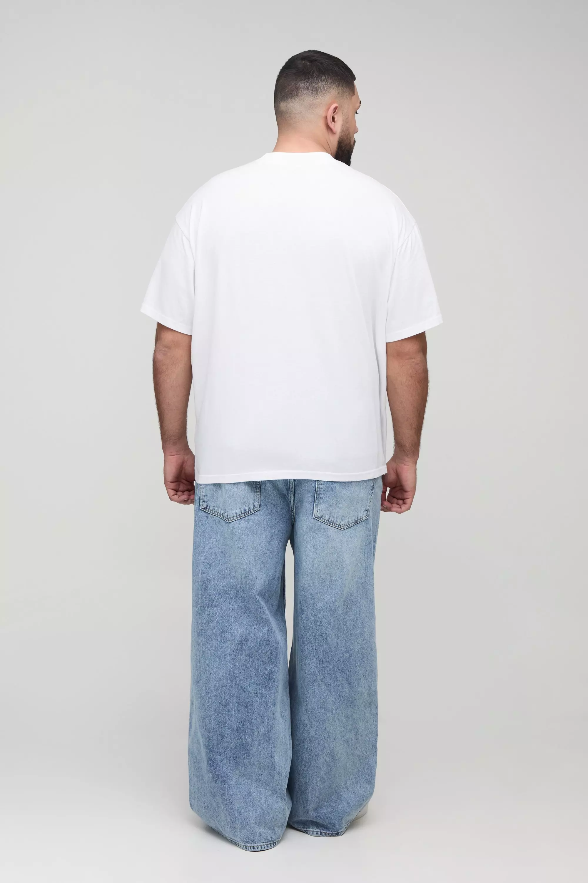 Plus Busted Knee Baggy Flared Jeans | boohooMAN USA
