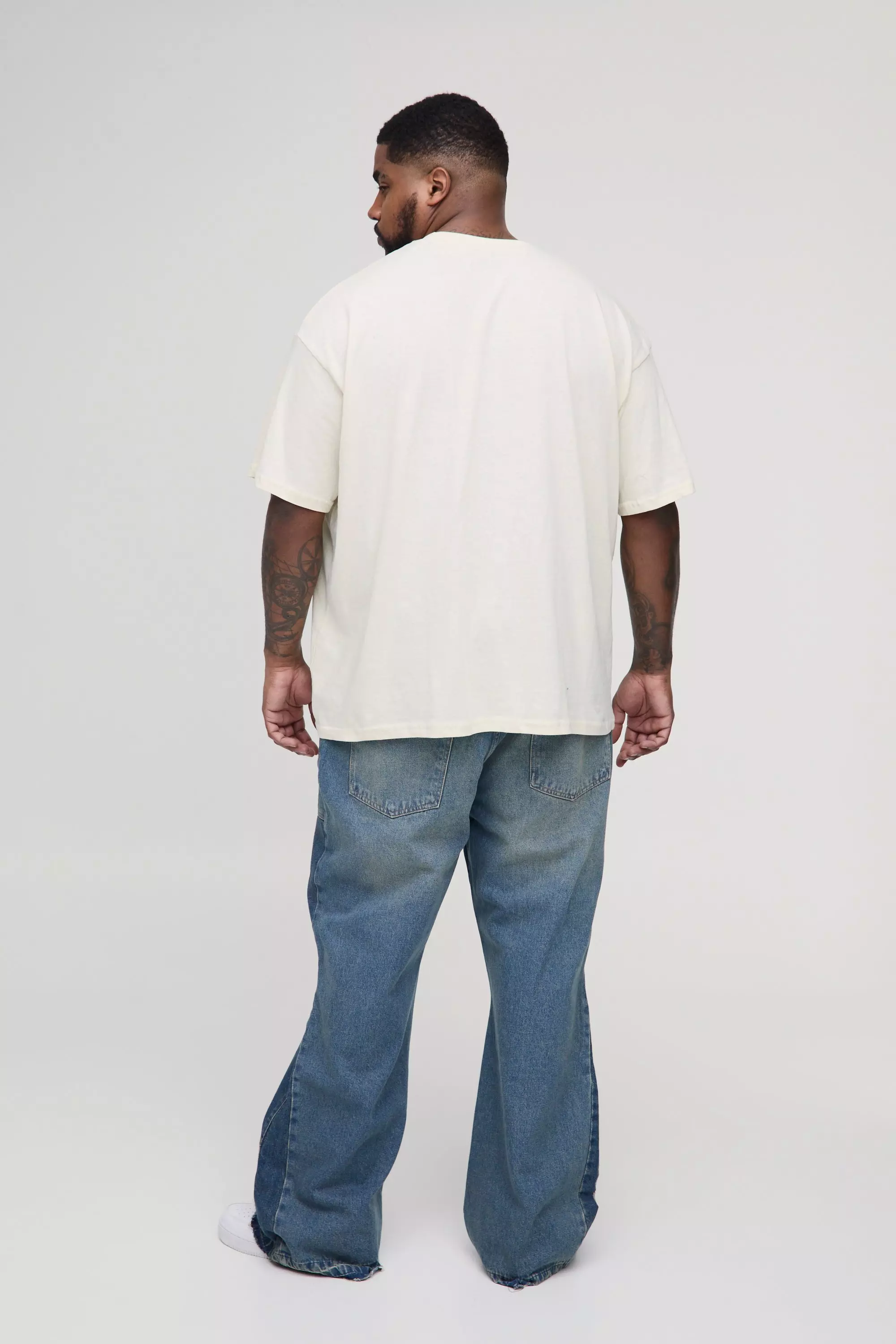 Plus zerrissene Slim-Fit Schlagjeans, Mid wash alternatives Bild