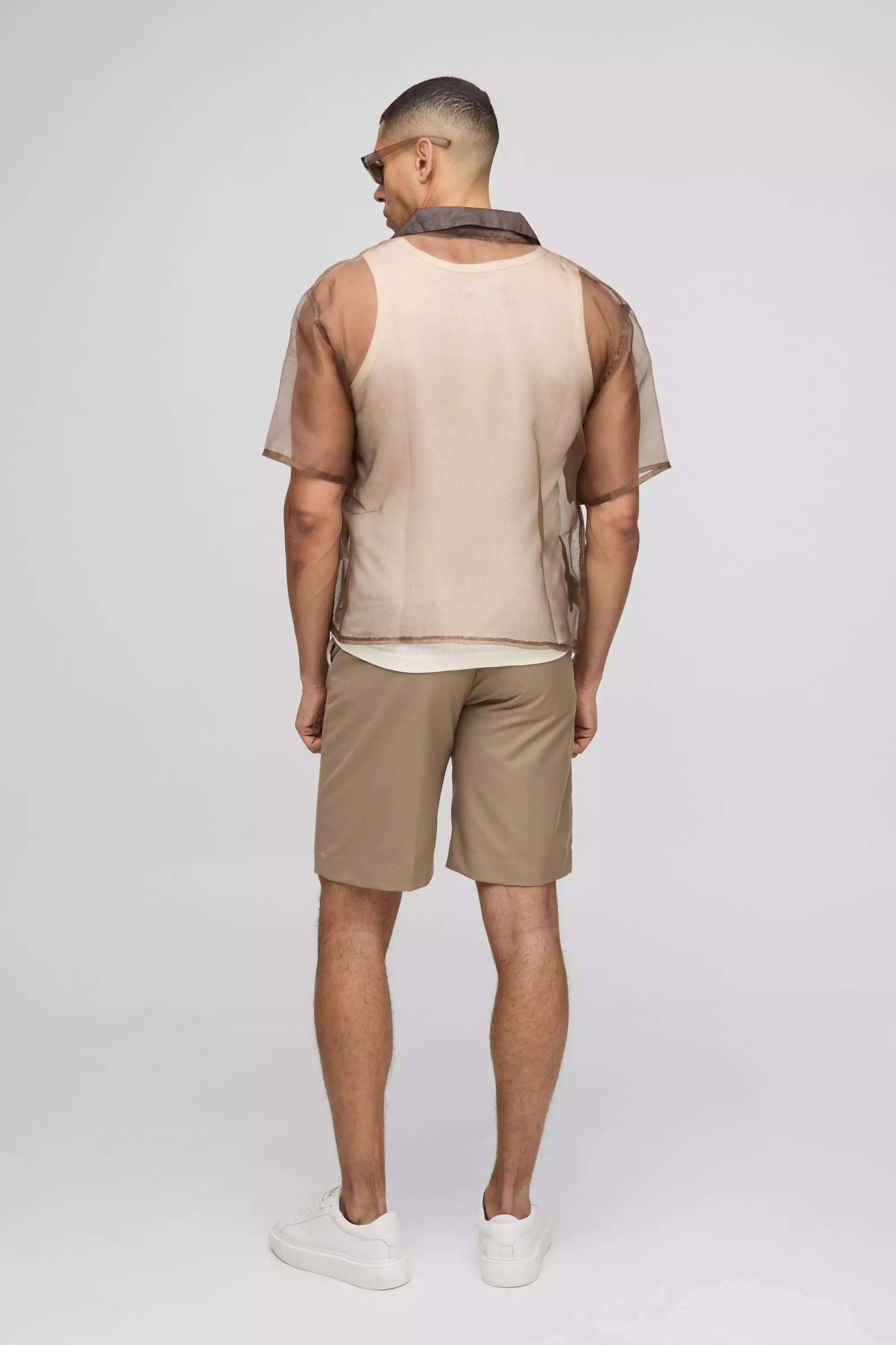 Oversized Boxy Organza Applique Short Sleeve Shirt | boohooMAN USA