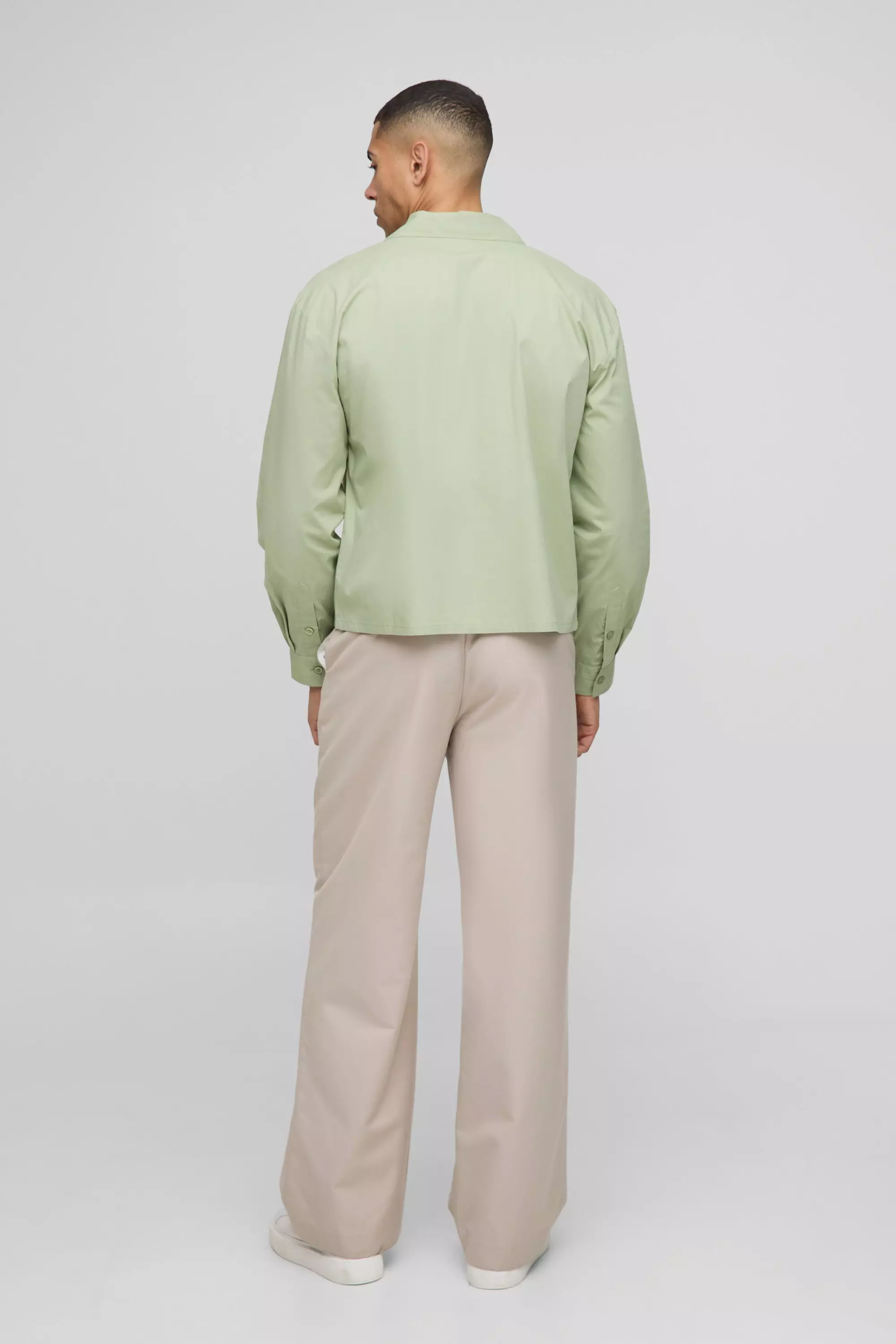 Sage Oversized Boxy Dropped Revere Poplin Shirt alternative image
