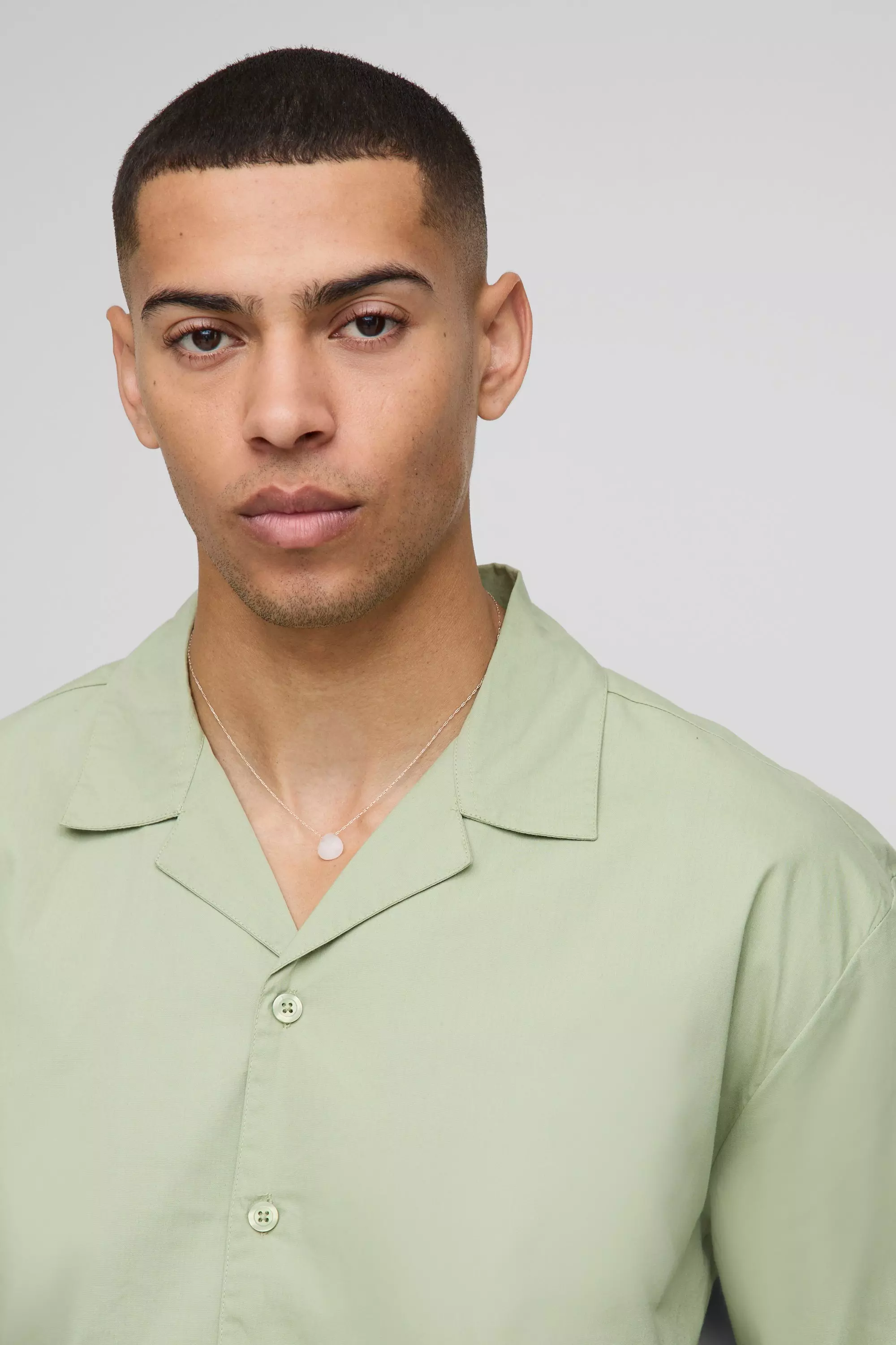 Sage Oversized Boxy Dropped Revere Poplin Shirt alternative image