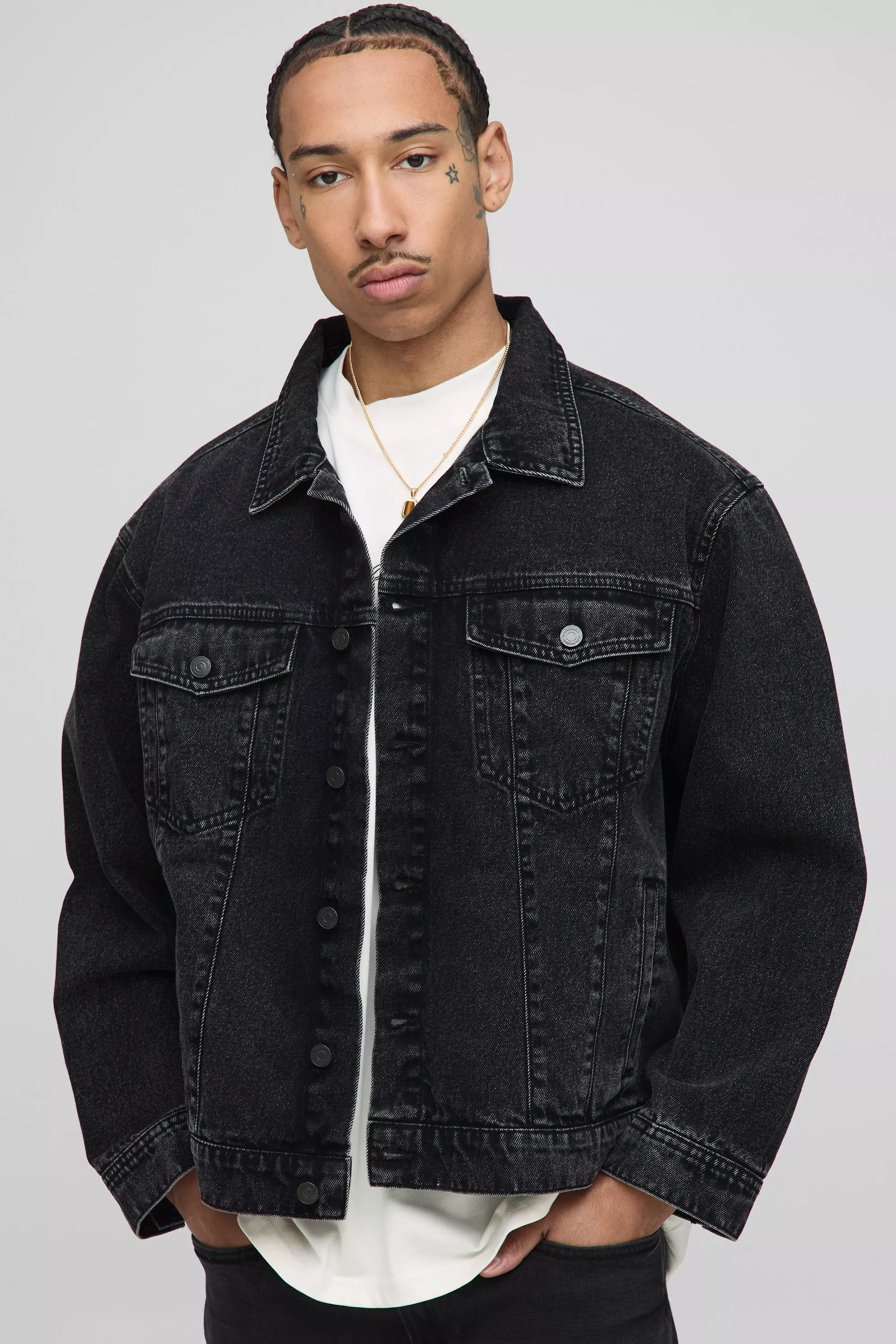 Black Regular Denim Jacket