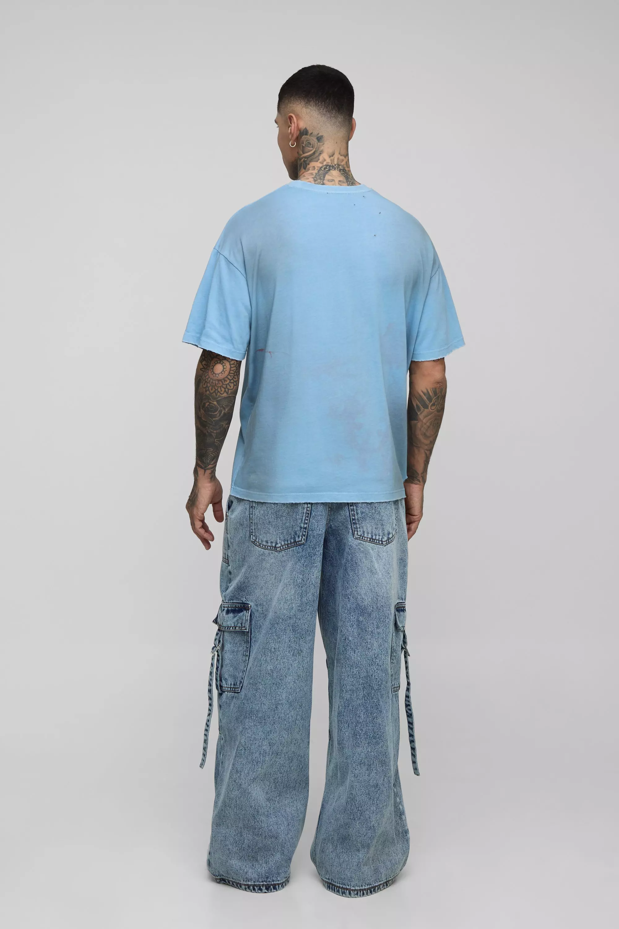 Tall Pleat Parachute Cargo Jeans | boohooMAN USA