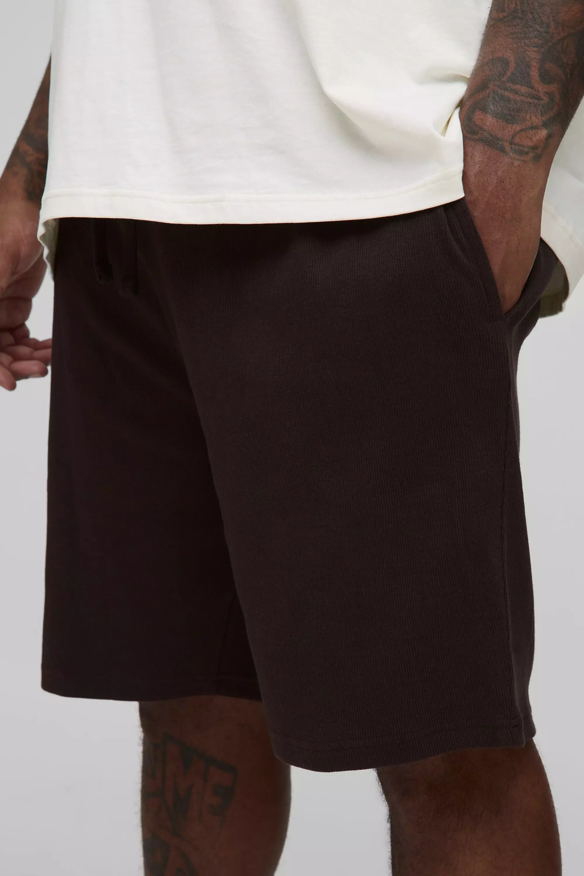 Chocolate Plus Loose Fit Rib Sweat Shorts alternative image