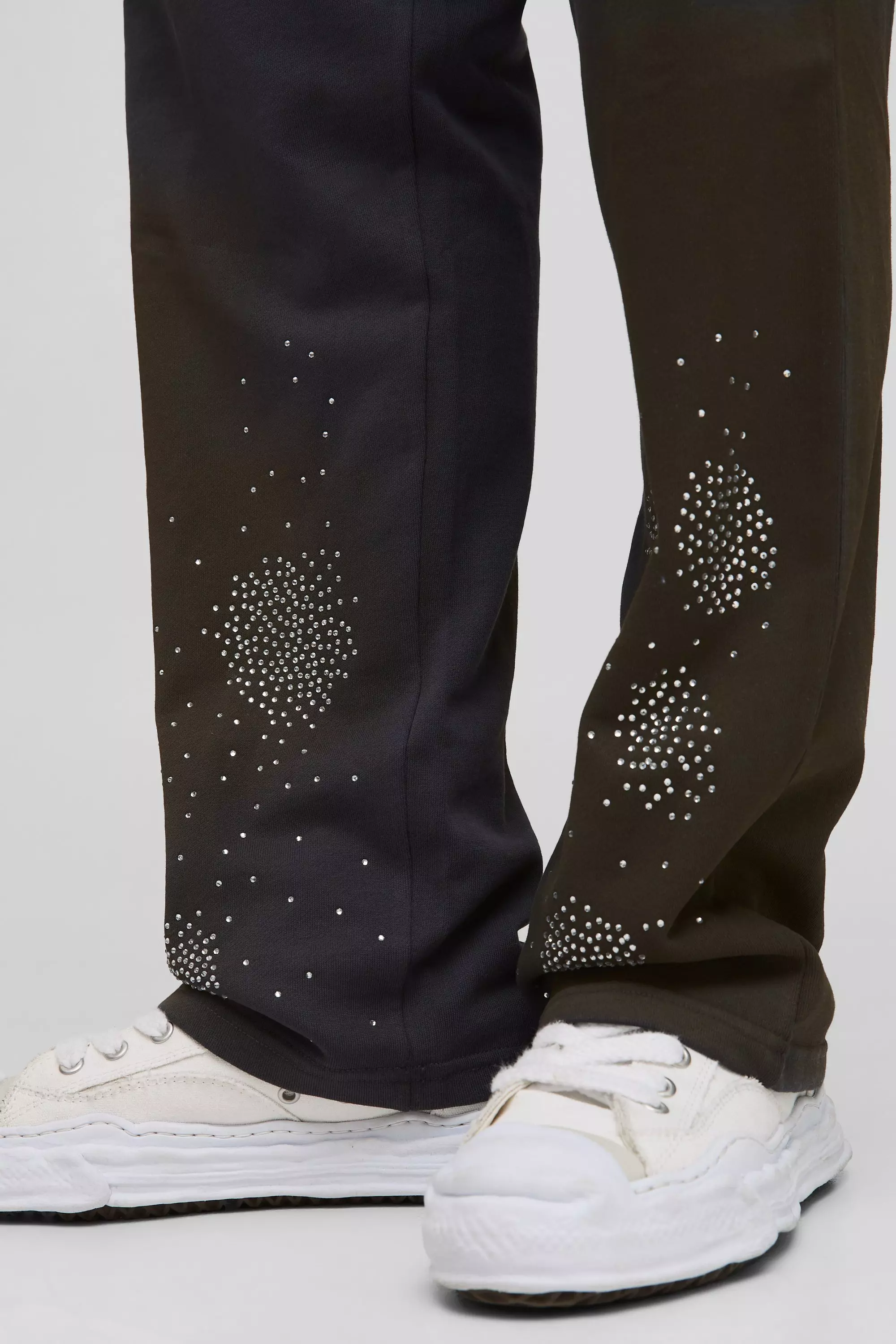 Charcoal Relaxed Fit Washed Rhinestone Sweatpants alternative image