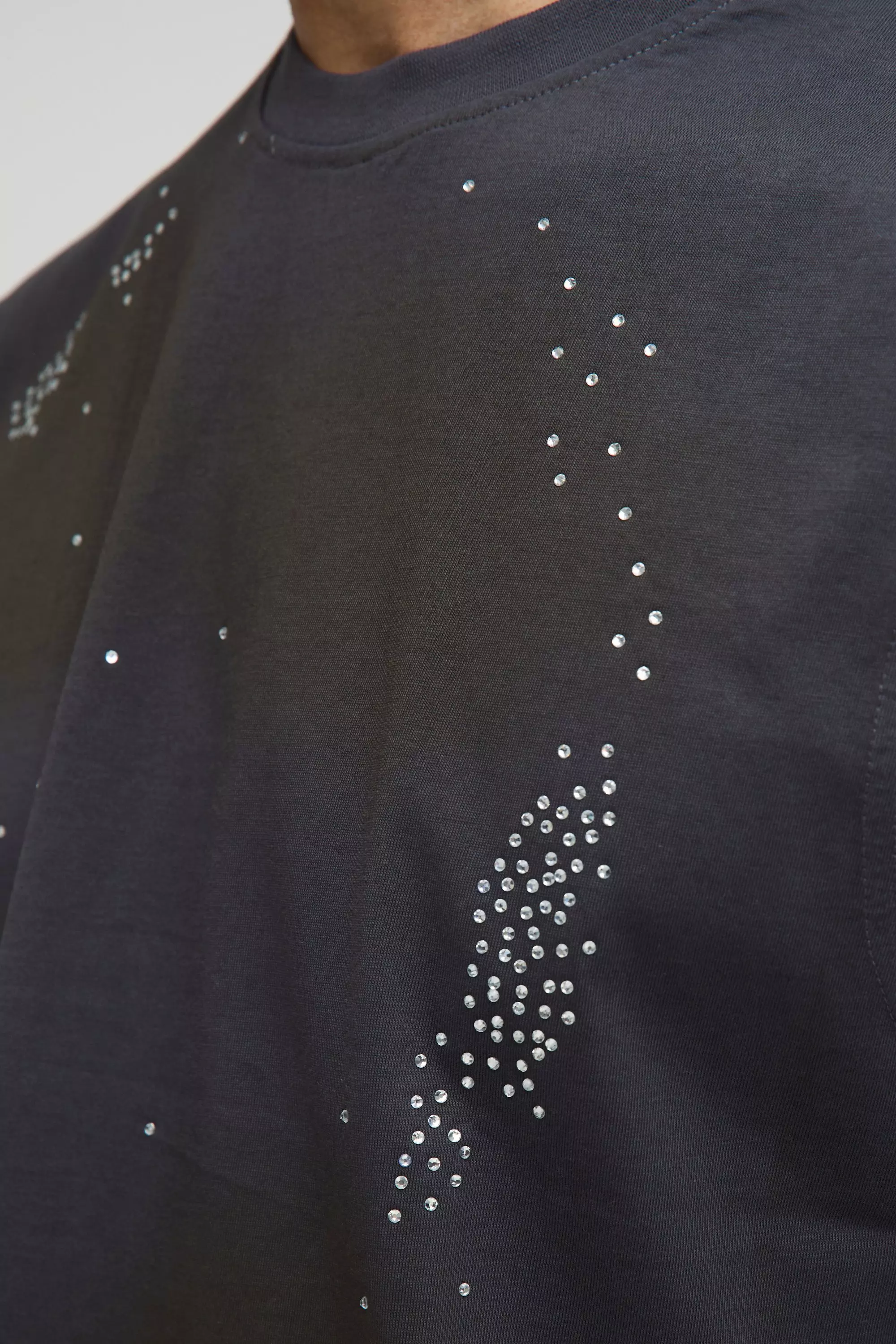 Charcoal Boxy Fit Washed Rhinestone Tank alternative image