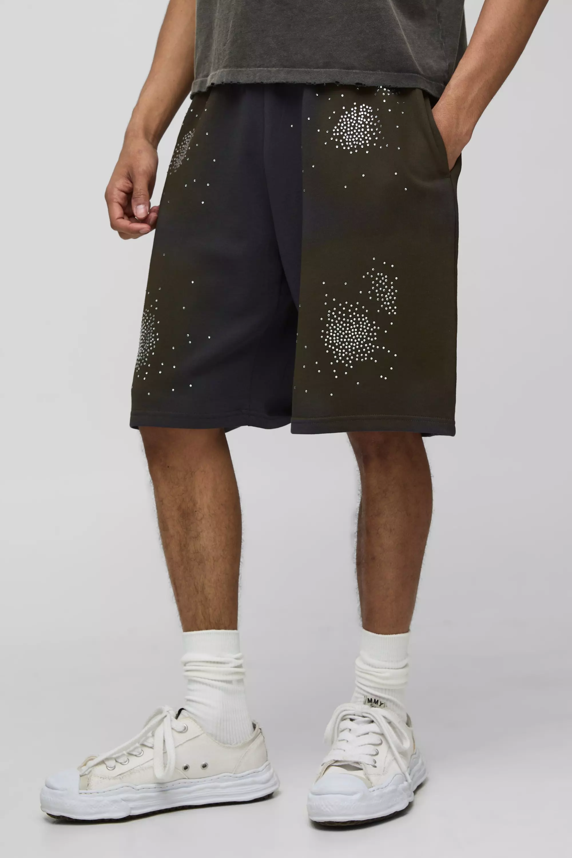 Short oversize délavé en jersey, Charcoal autre image