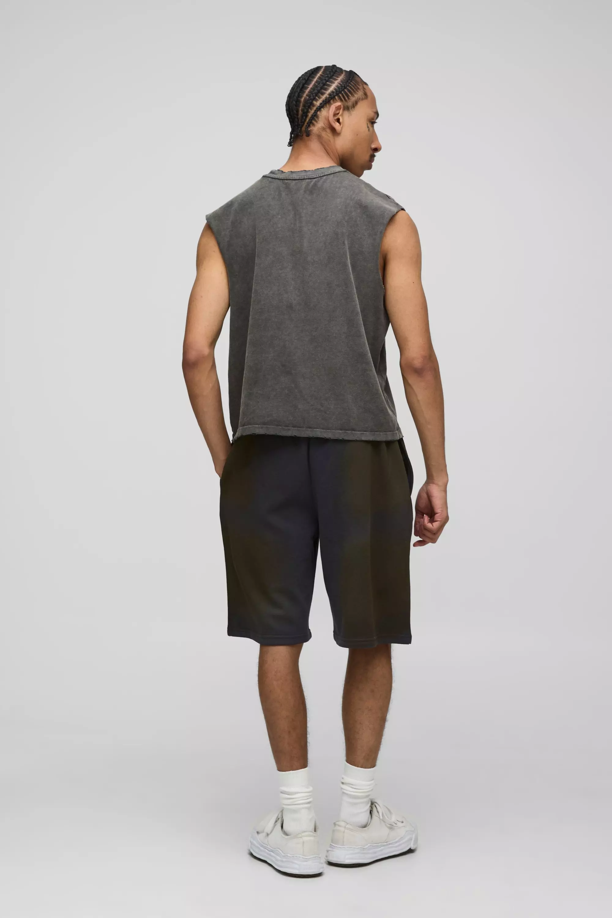 Short oversize délavé en jersey, Charcoal autre image