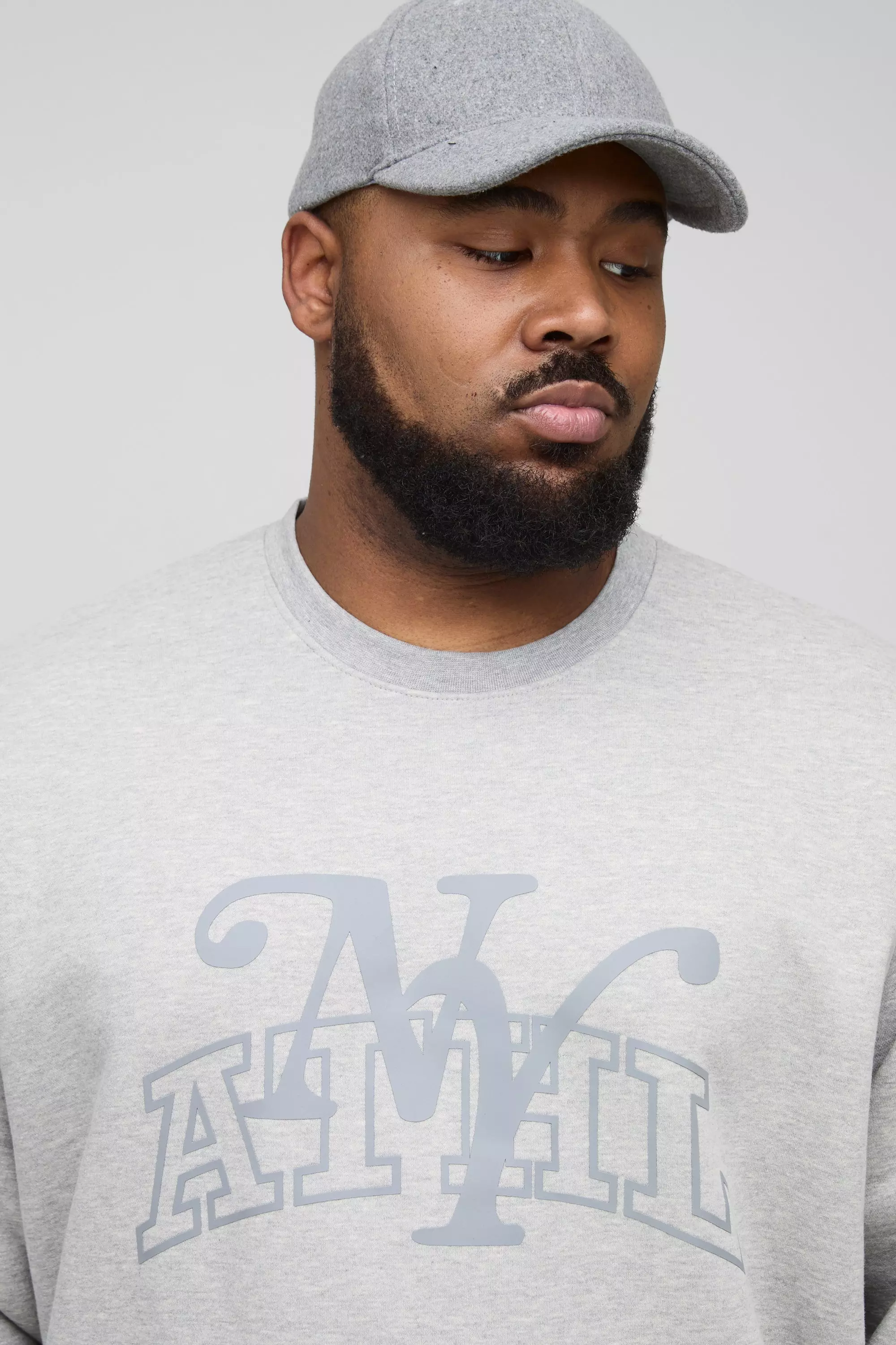 Grande taille - Sweat oversize universitaire, Grey marl autre image