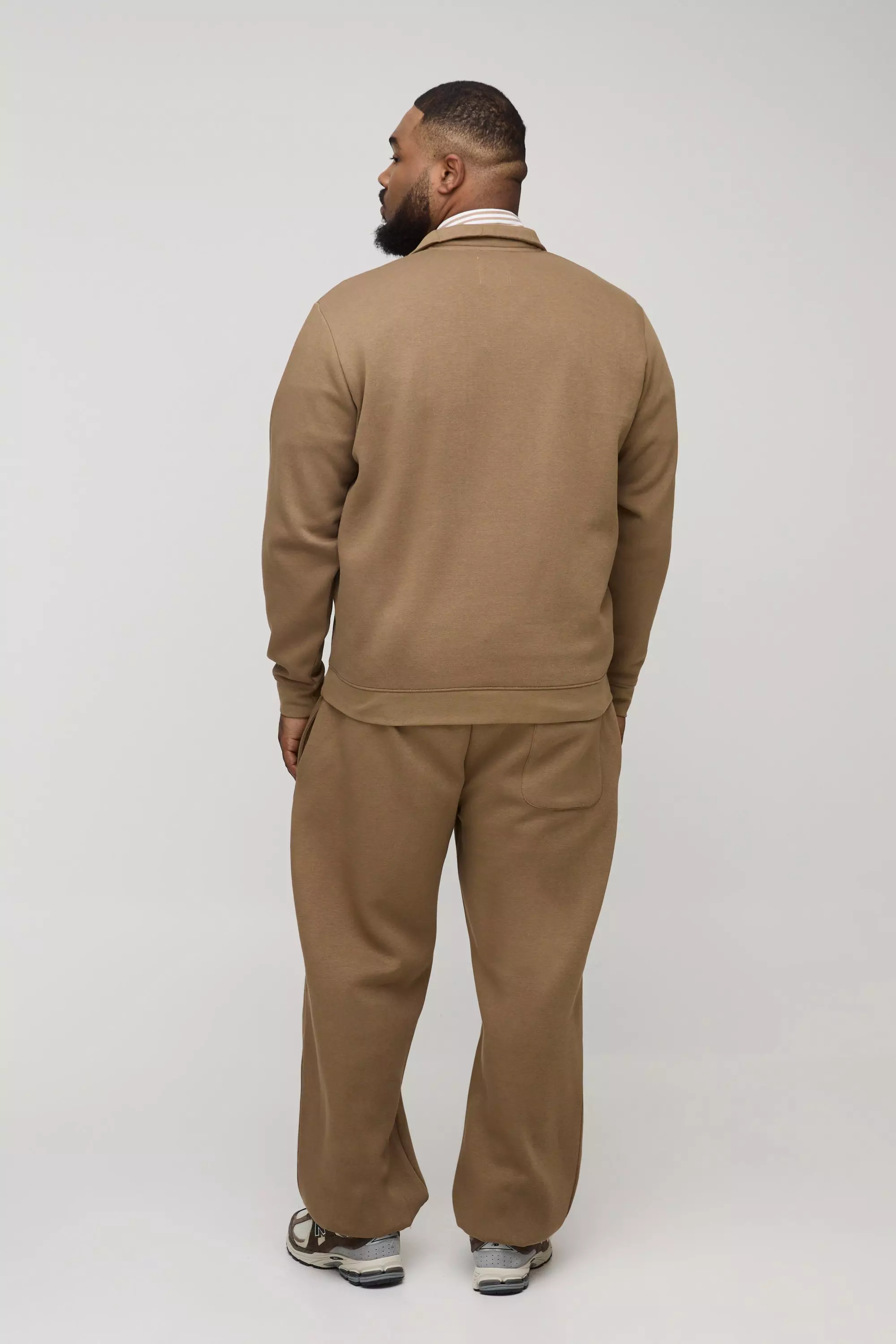 Tan Plus Regular Fit Embroidered 1/4 Zip Tracksuit alternative image