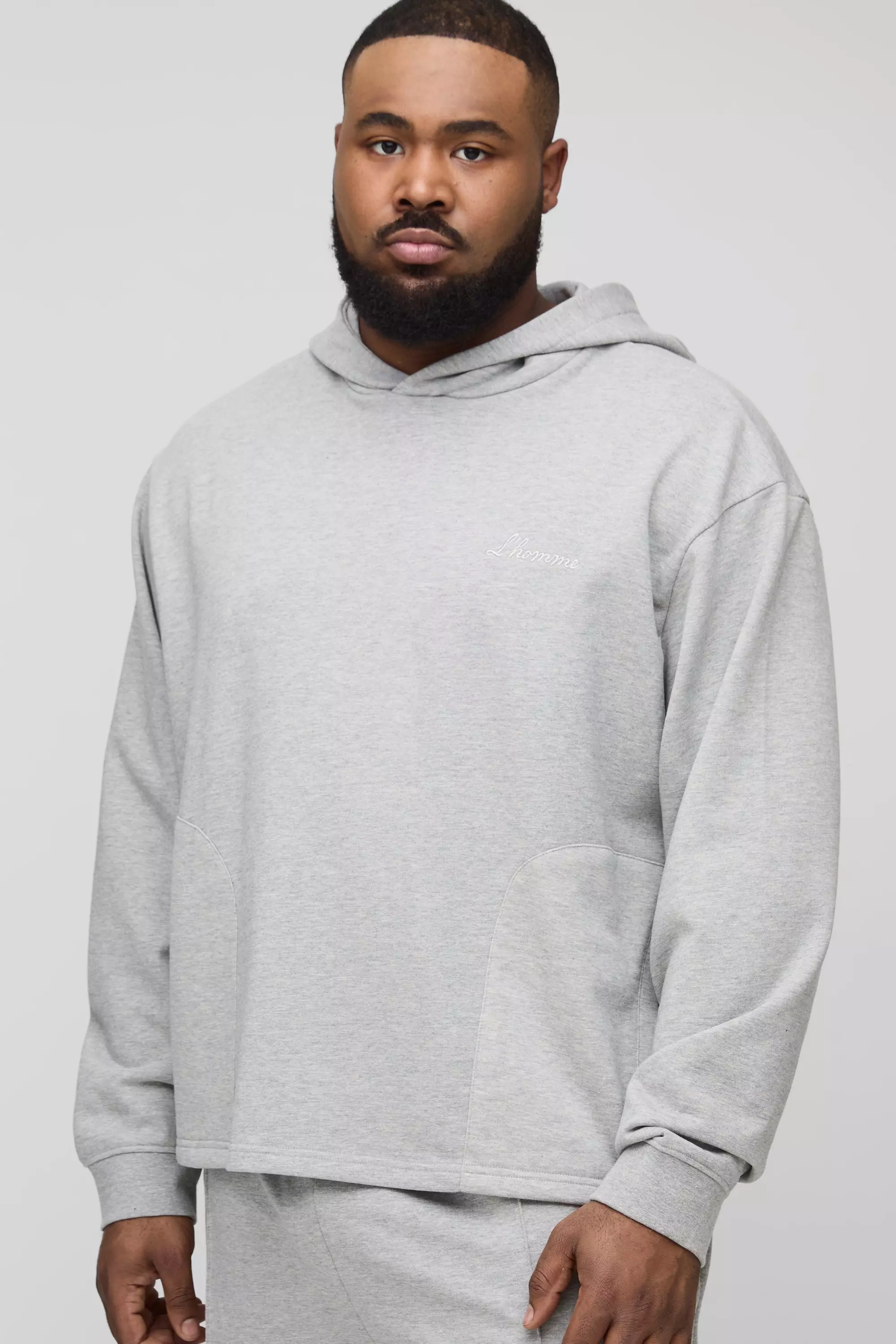 Grey marl Plus Tonal Embroidered Welt Pocket Hoodie alternative image