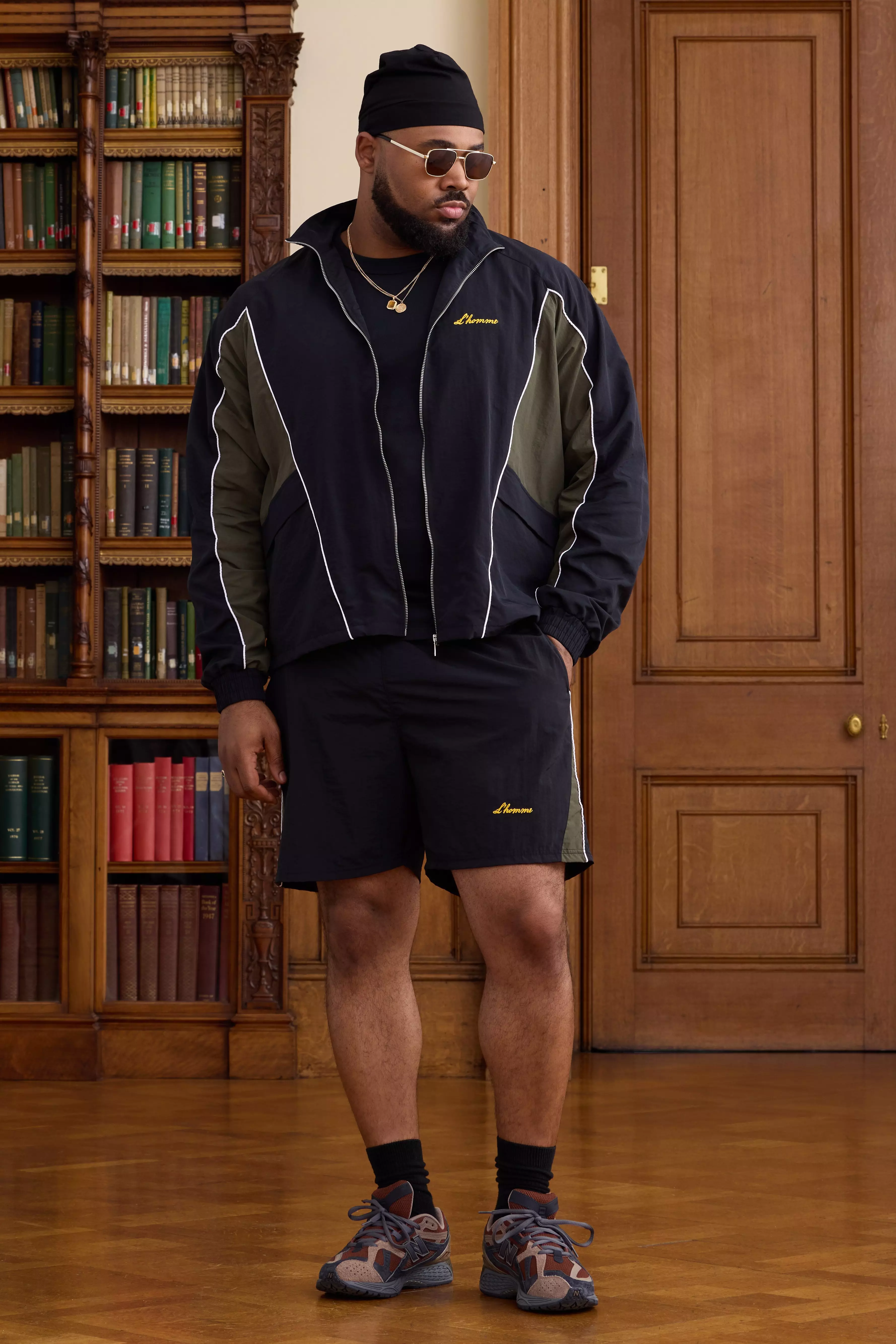 Plus Crinkle Nylon Panelled Shorts Black