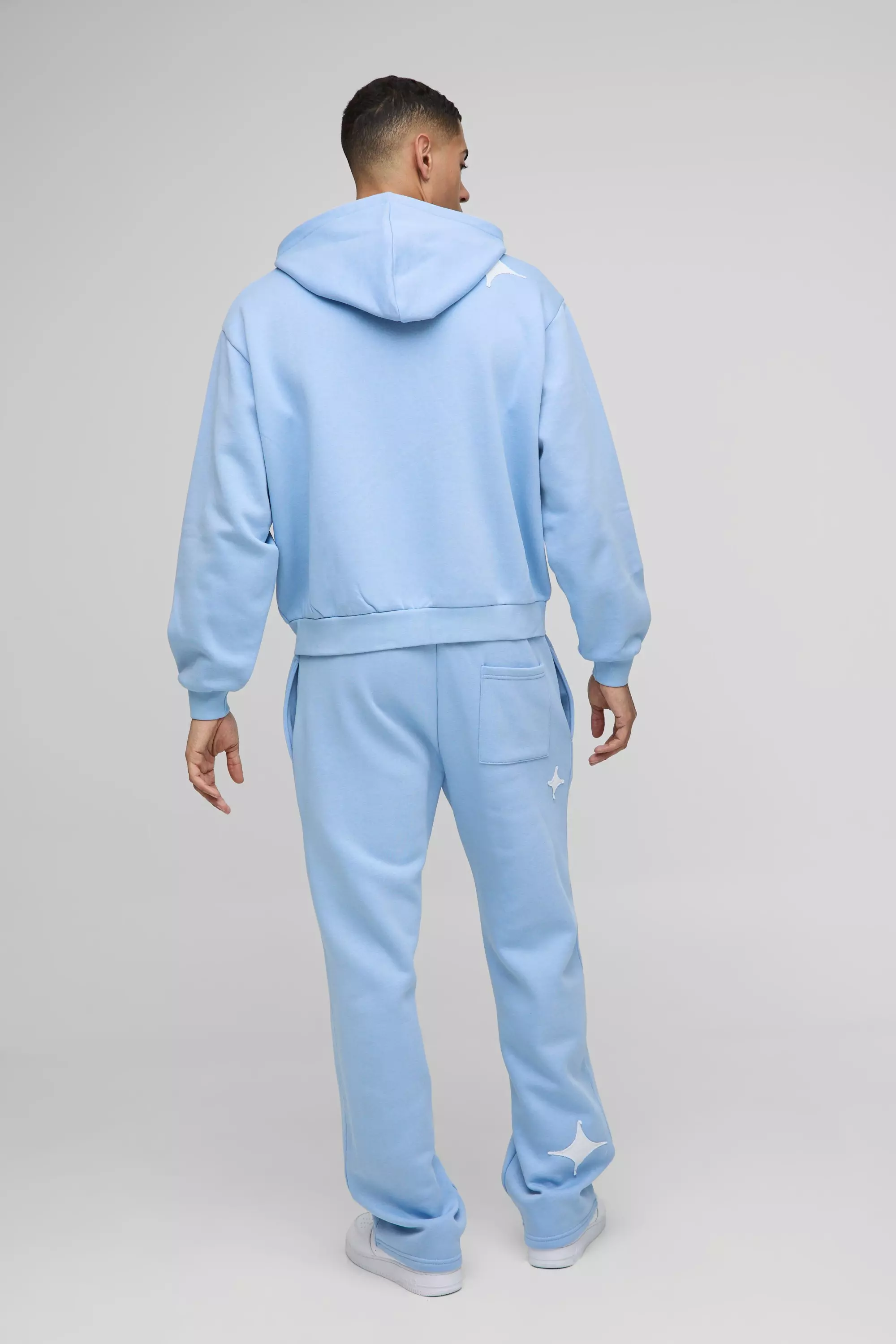 Oversized Boxy Official Applique Zip hooded Tracksuit | boohooMAN USA