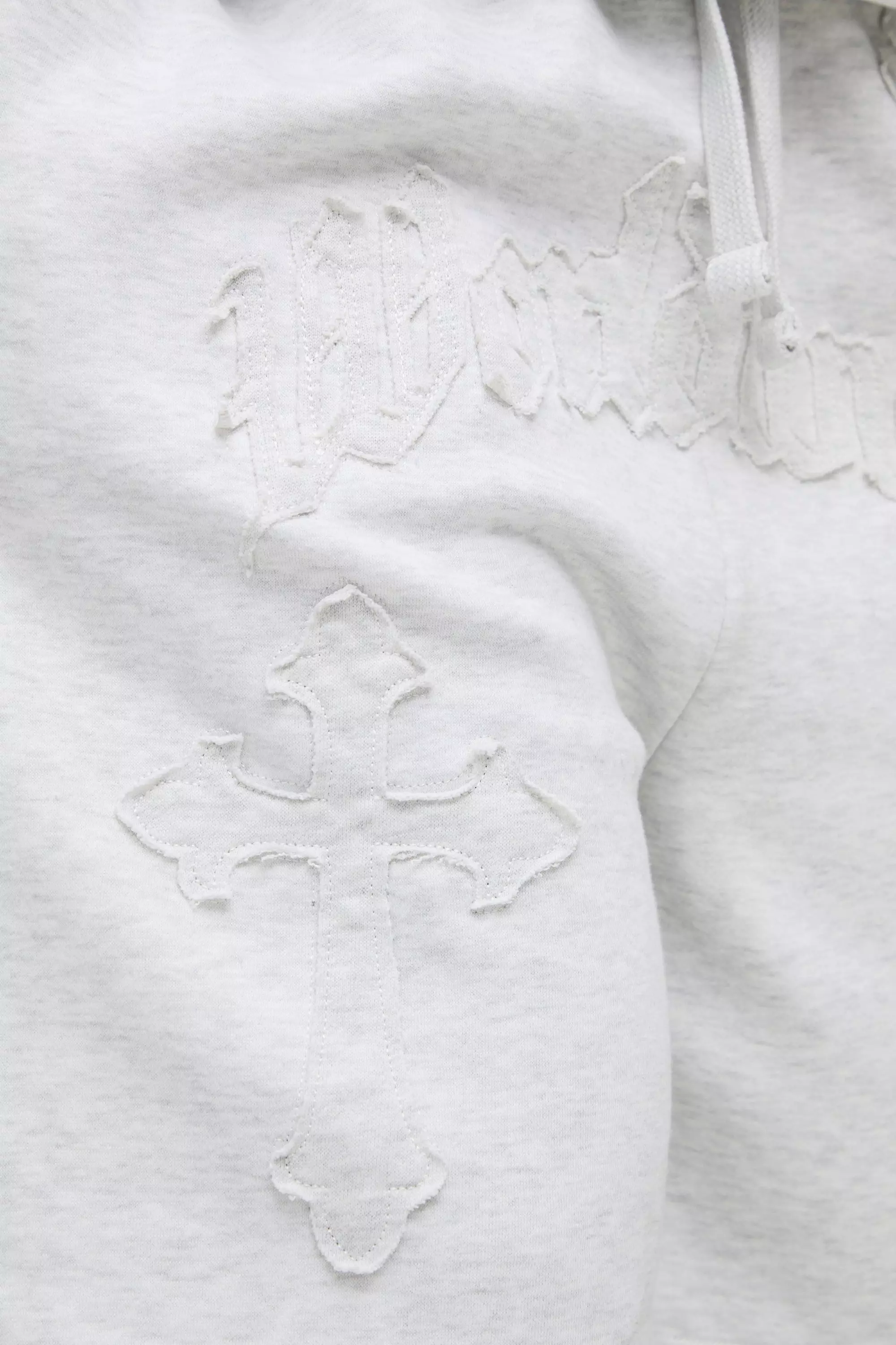 Grey marl Oversized Worldwide Applique Drop Crotch Shorts alternative image