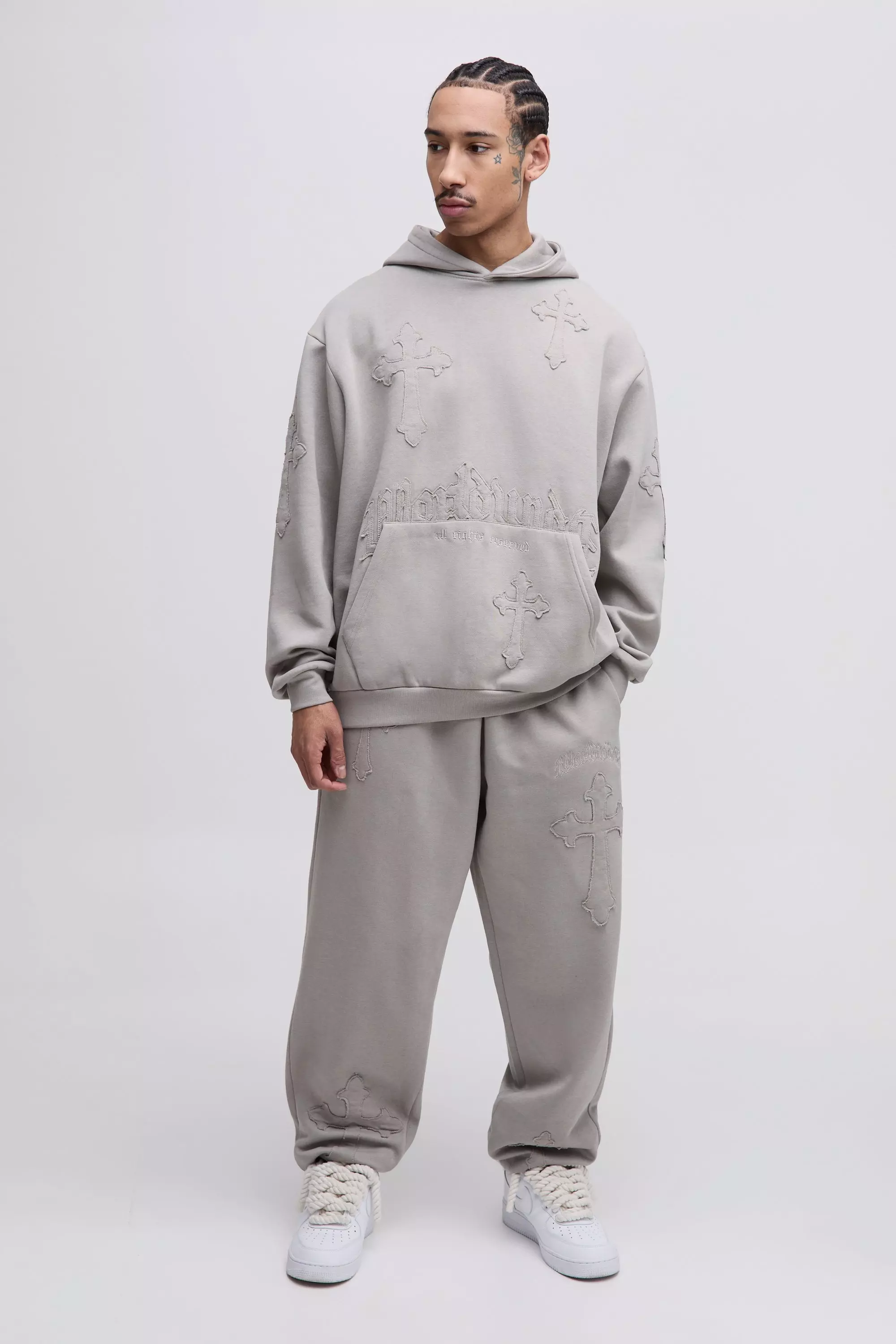 Survêtement oversize à écusson Worldwide, Stone autre image