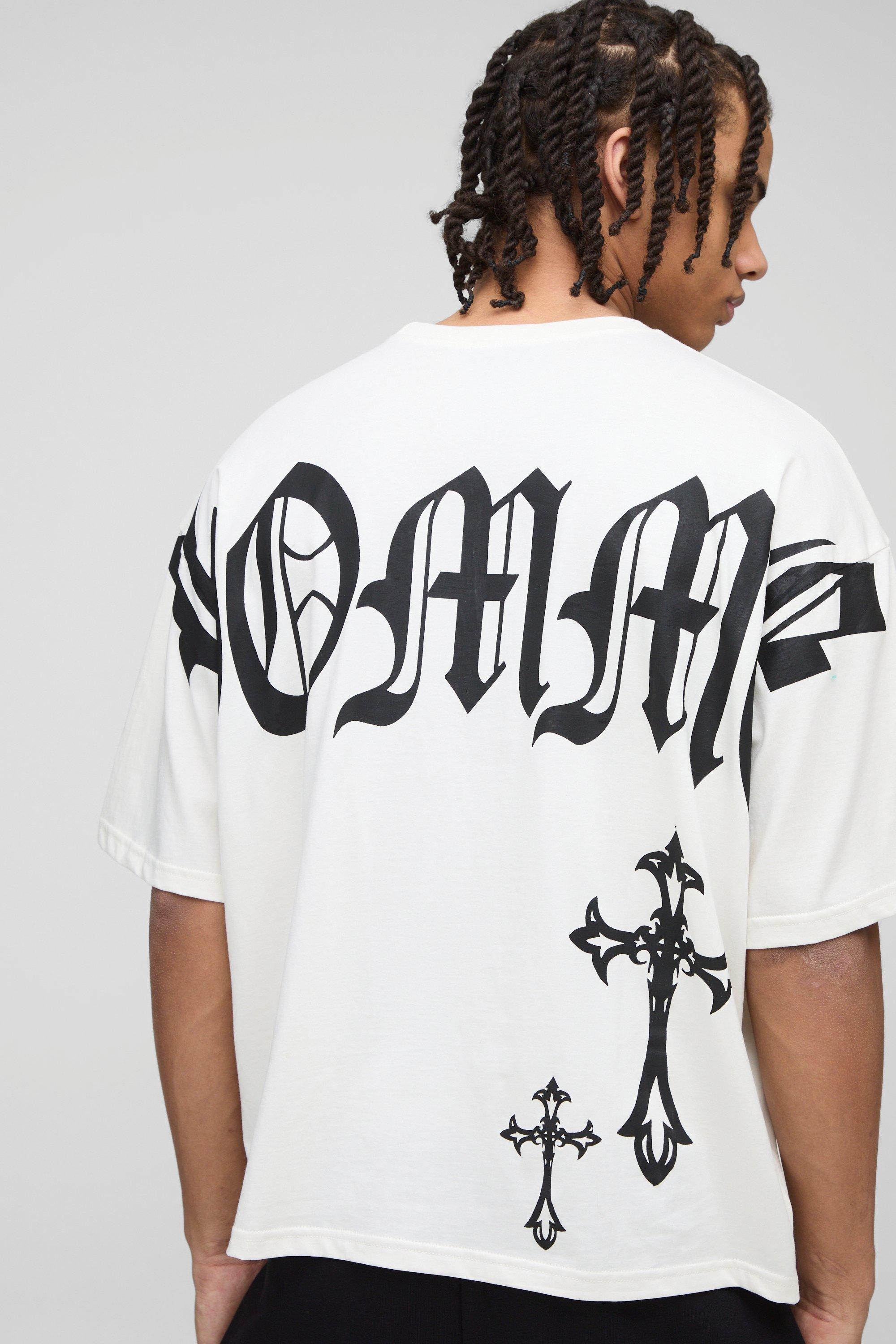 Oversized Boxy Homme Cross T-Shirt | boohooMAN USA