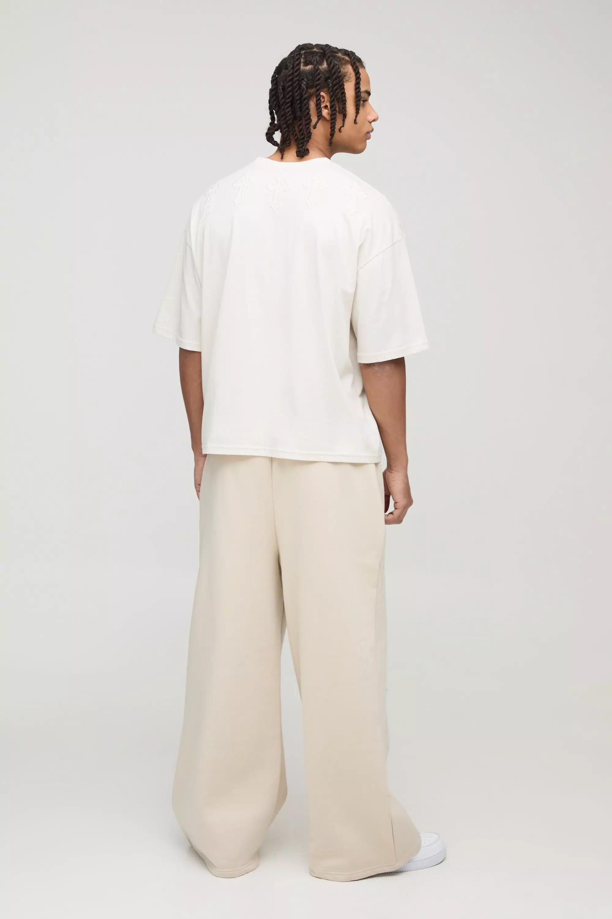 Oversized Boxy Cross Applique T-Shirt | boohooMAN USA