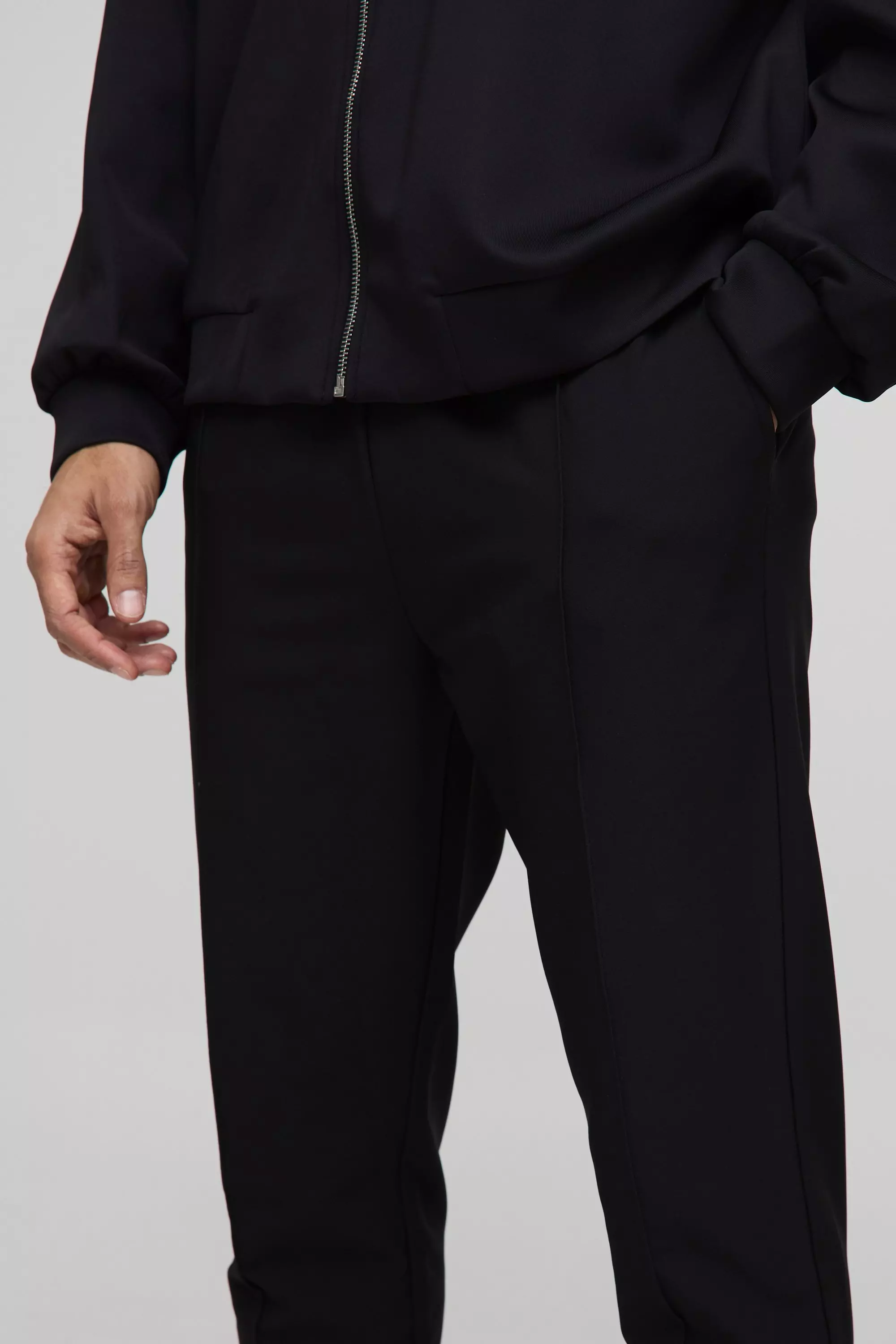 Pantalon slim court technique à taille élastiquée, Black autre image