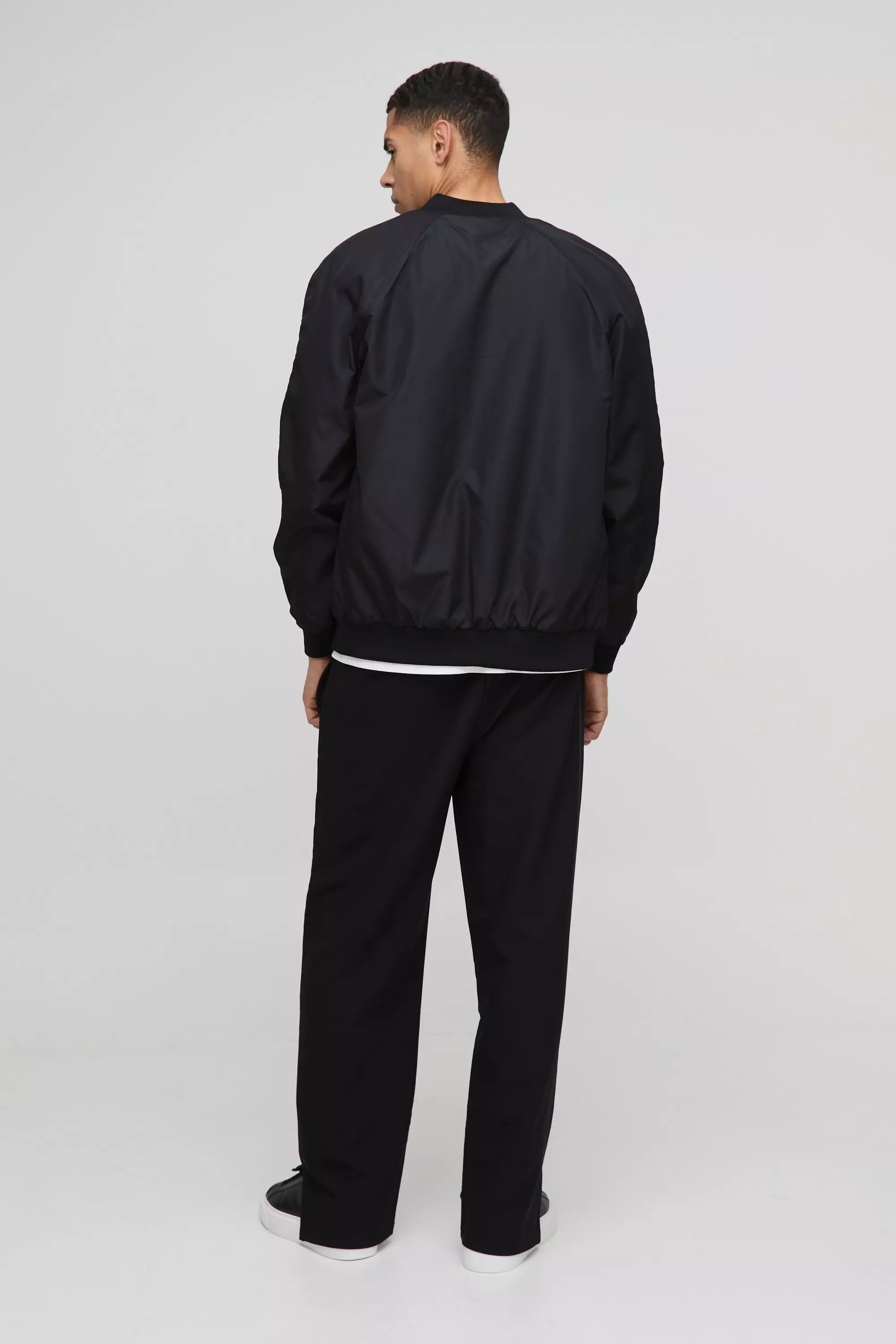 Black Baggy Tech Stretch Broek Met Elastische Taille alternatieve afbeelding