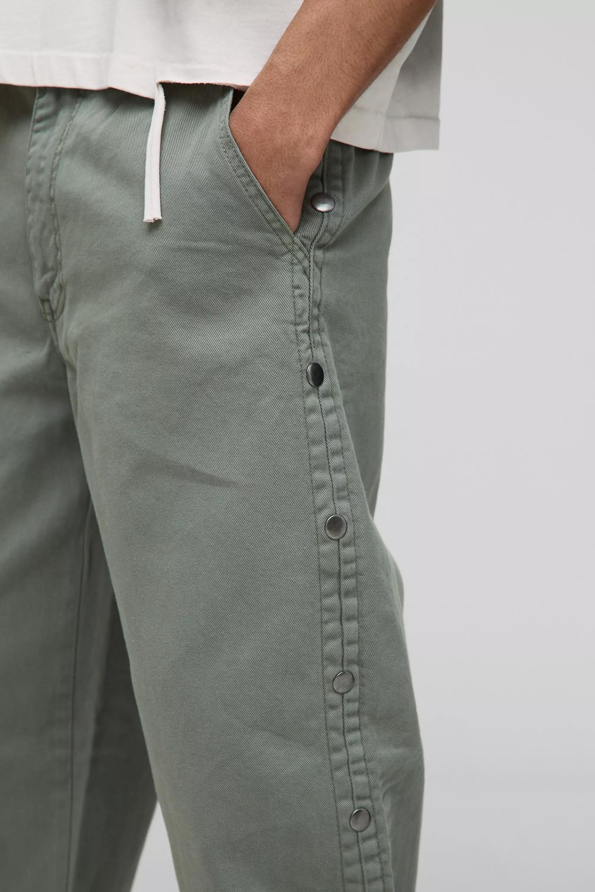 Sage Relaxed Fit Overdyed Twill Popper Hem Trousers alternative image