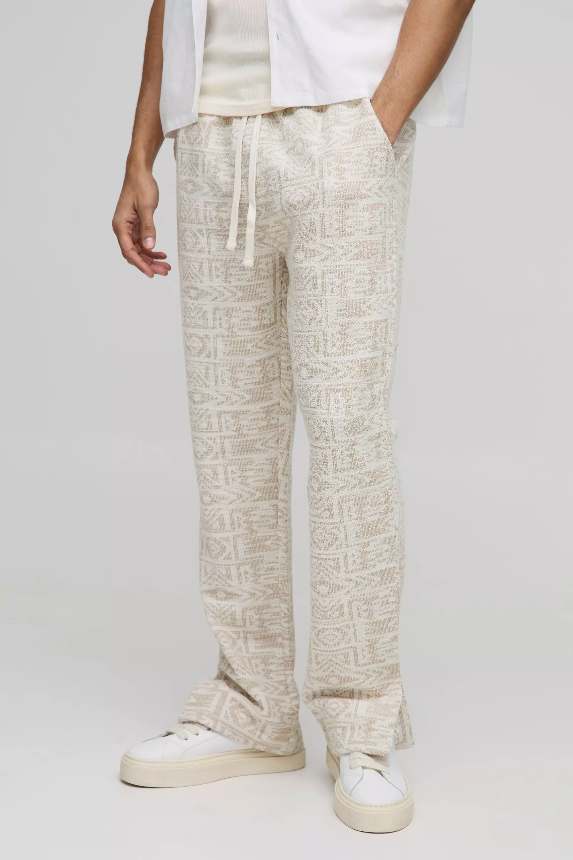 Neutral Regular Fit Jacquard Aztec Split Hem Jogger alternative image