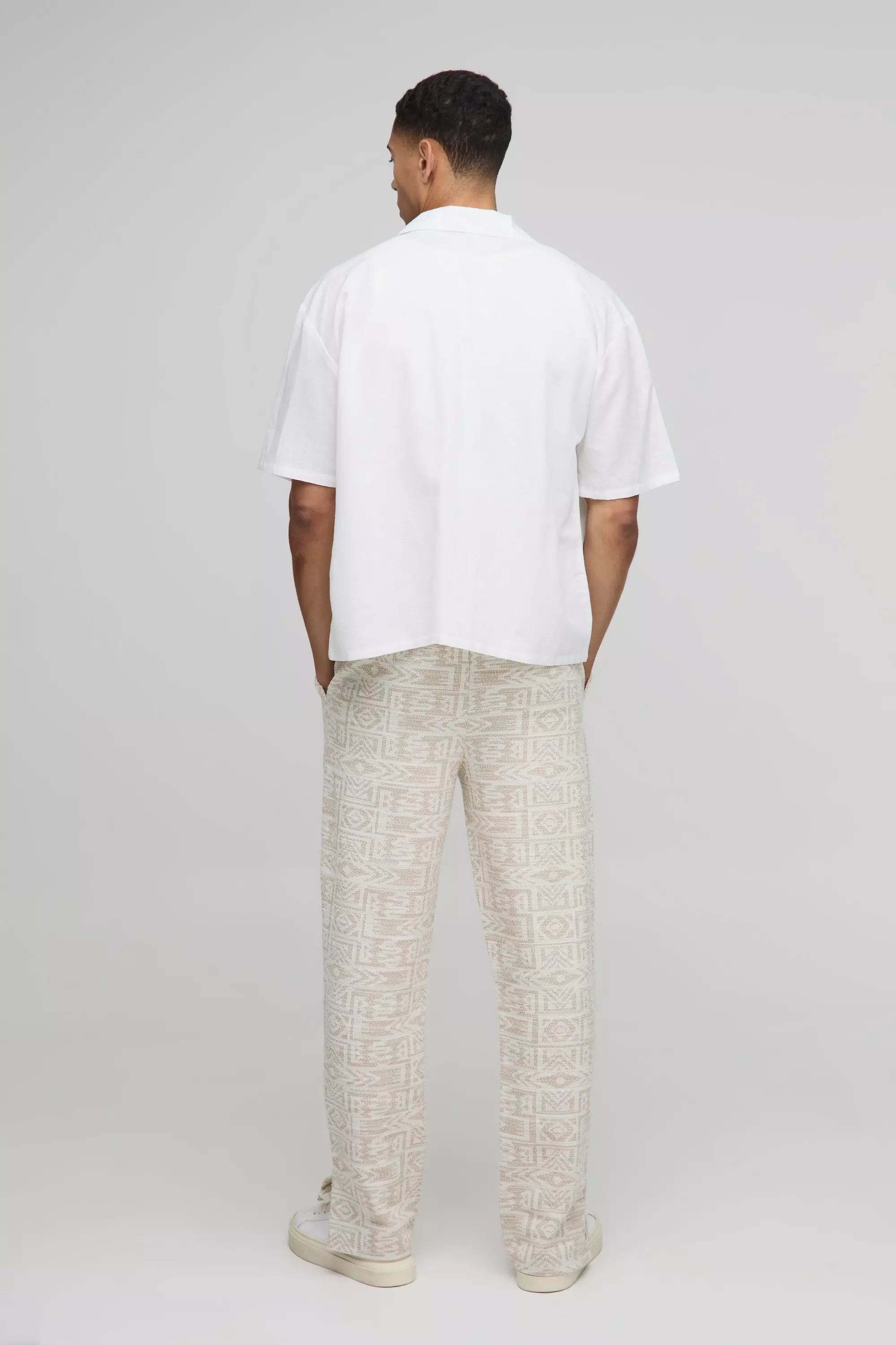Neutral Regular Fit Jacquard Aztec Split Hem Jogger alternative image