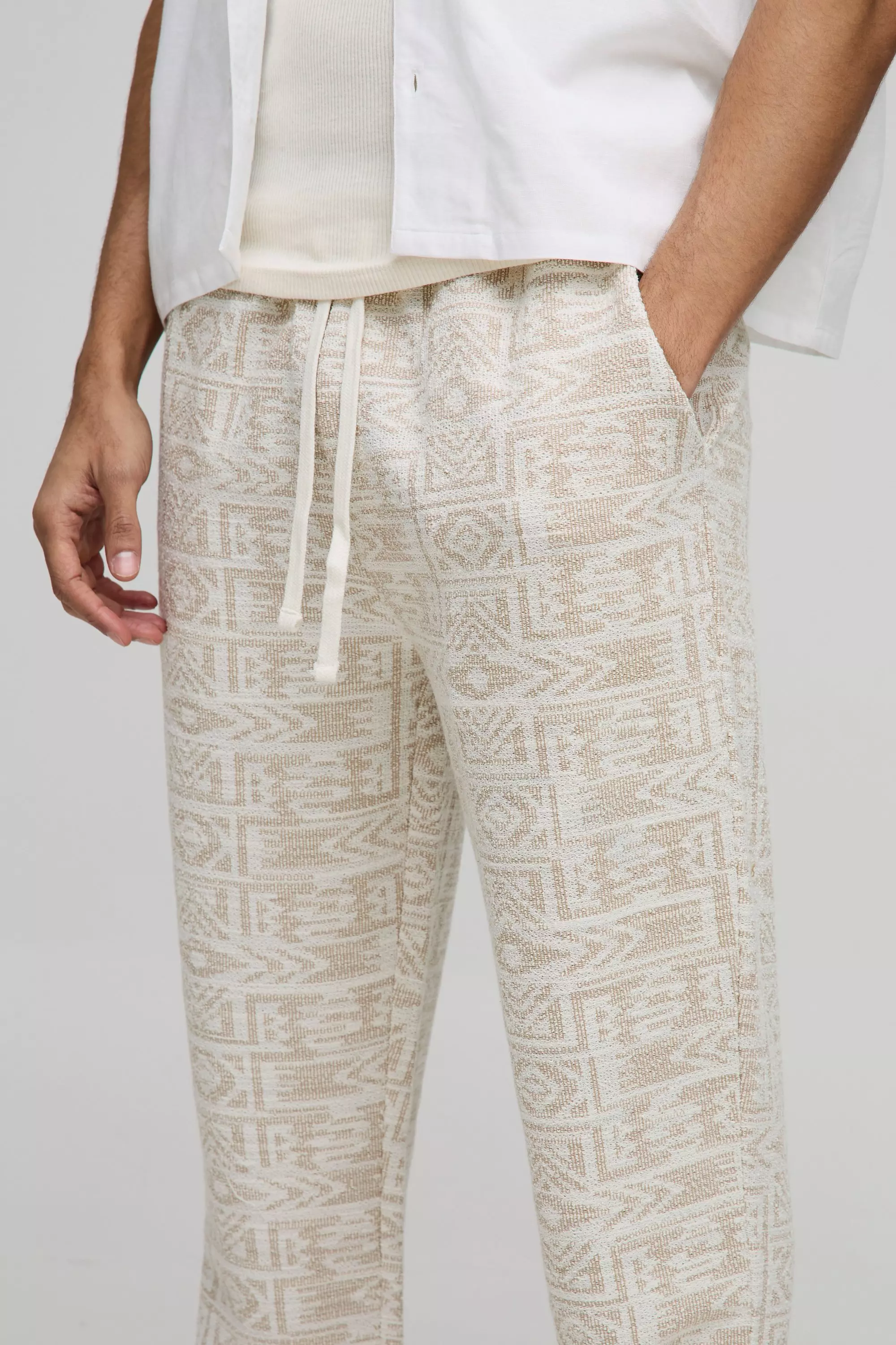Neutral Regular Fit Jacquard Aztec Split Hem Jogger alternative image