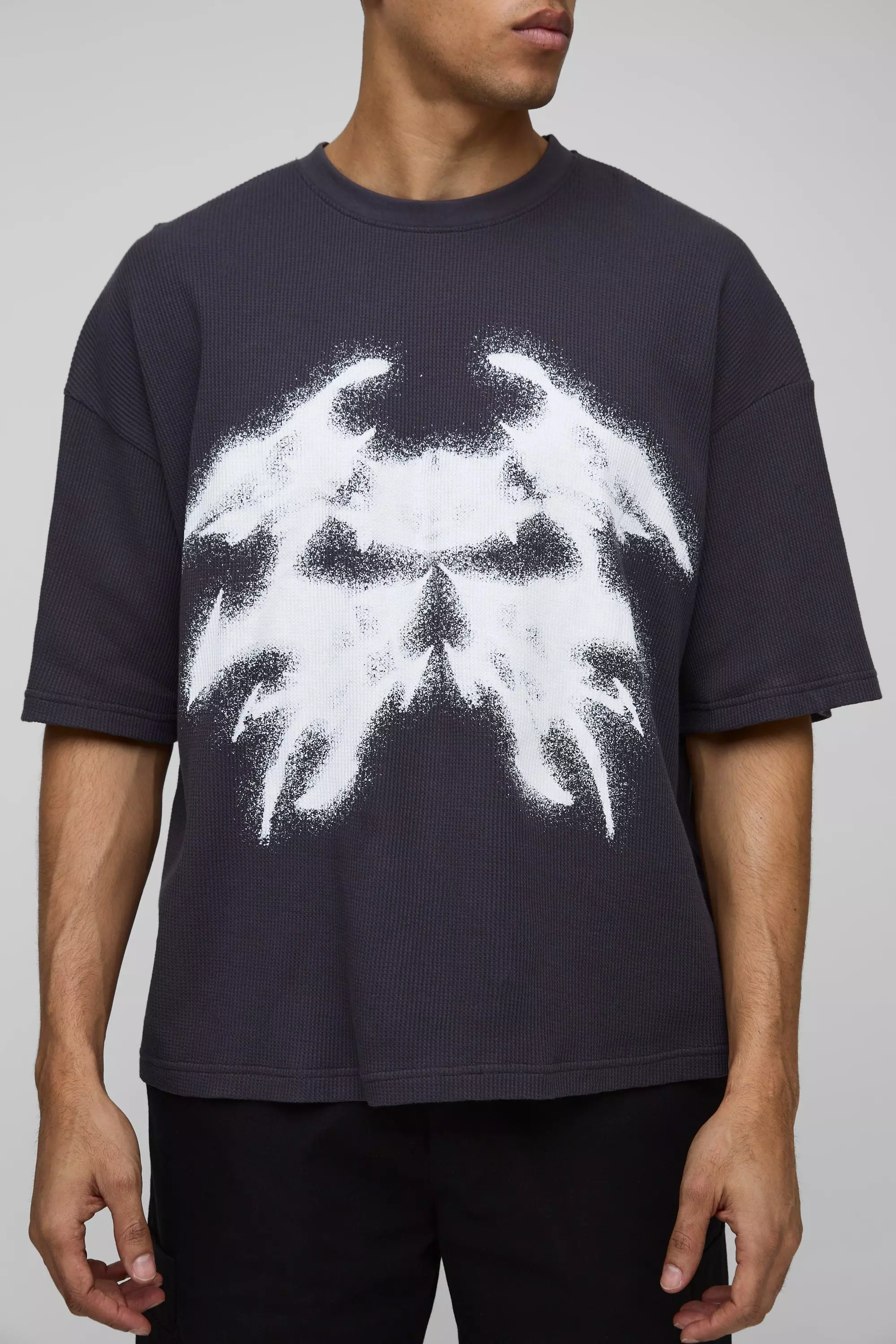 Oversized Boxy Waffle Graphic T Shirt | boohooMAN USA