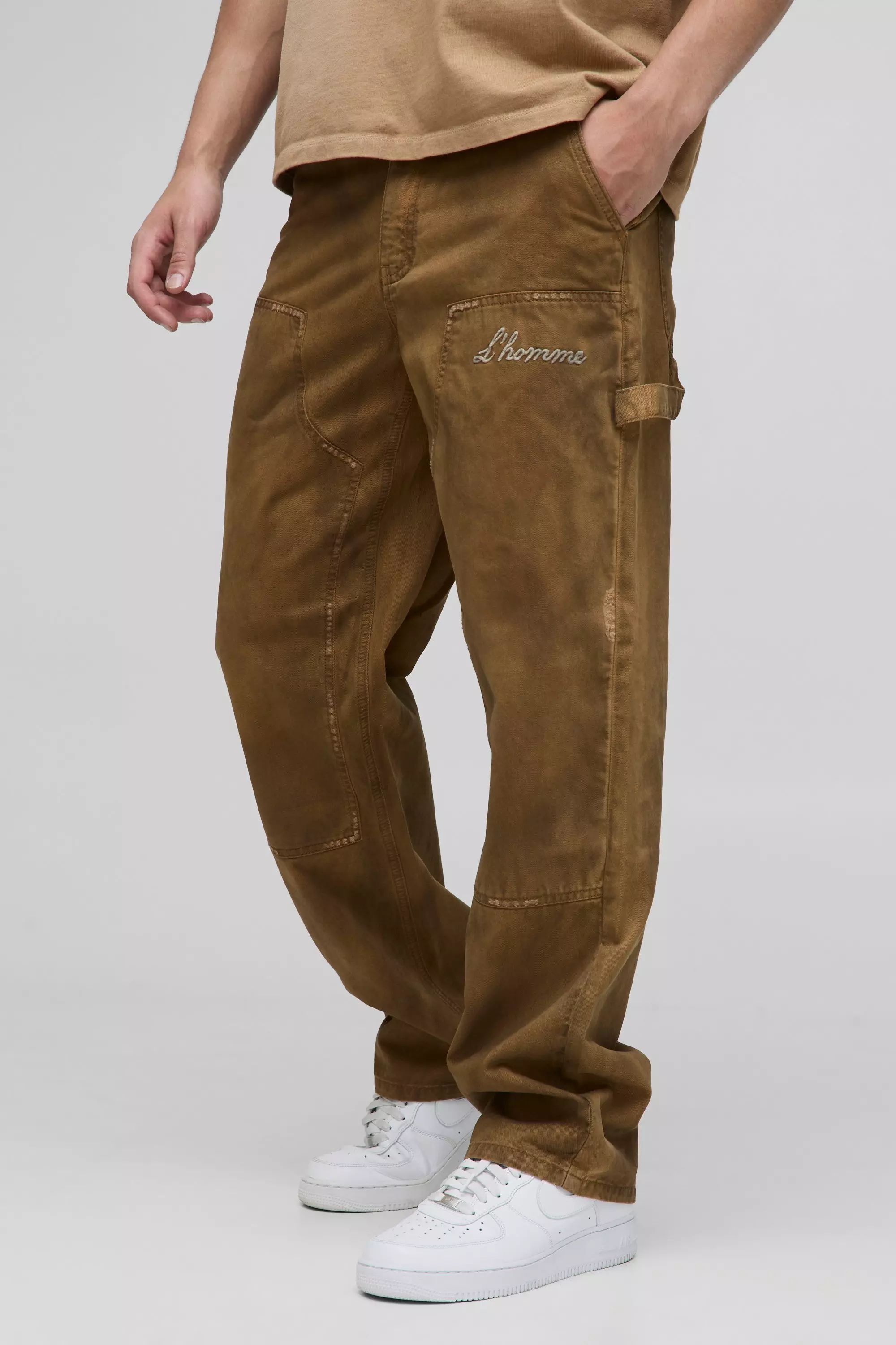 Relaxed Fit Vintage Overdye Carpenter Pants Tan
