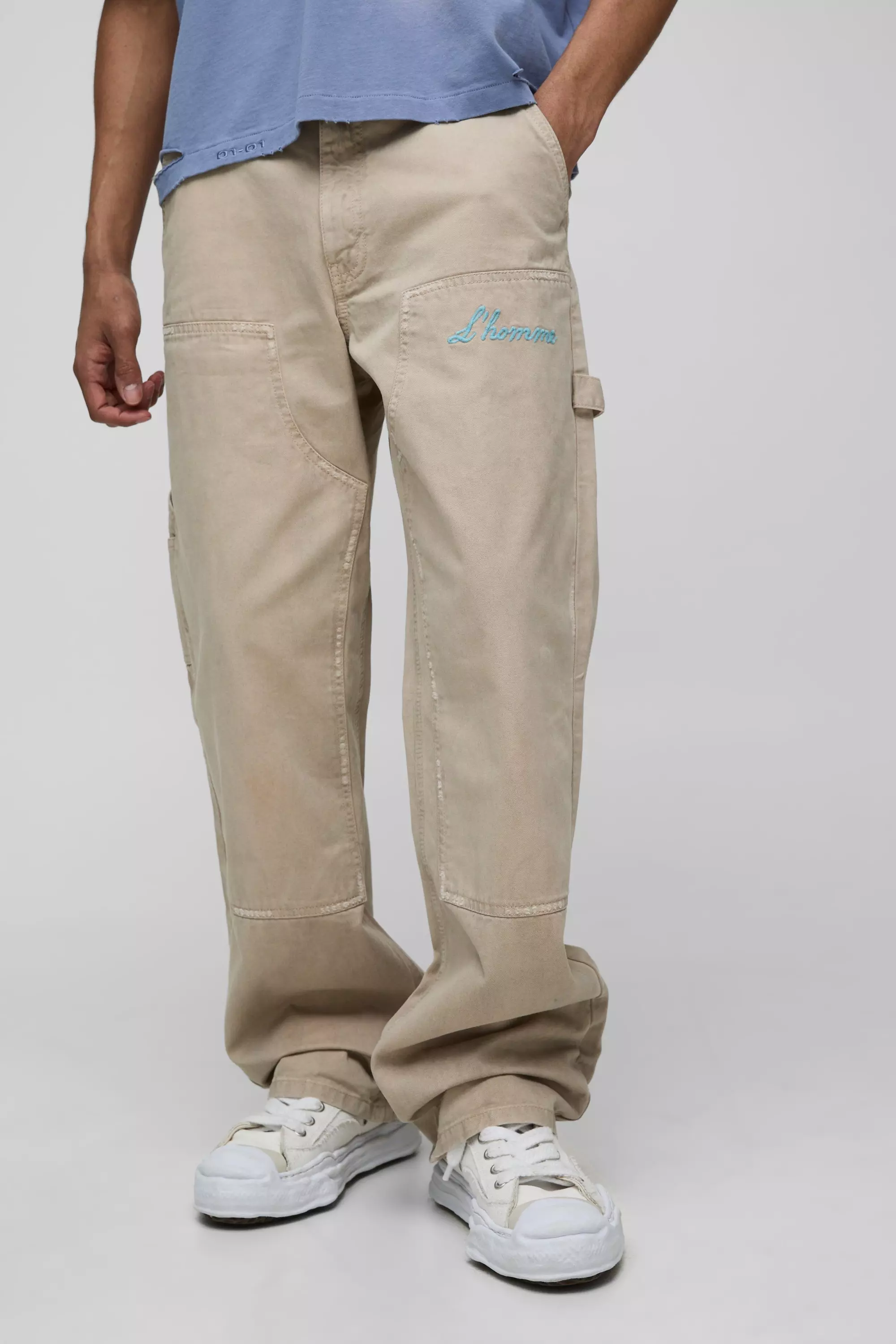 Ecru Relaxed Fit Vintage Overdye Carpenter Trousers alternative image