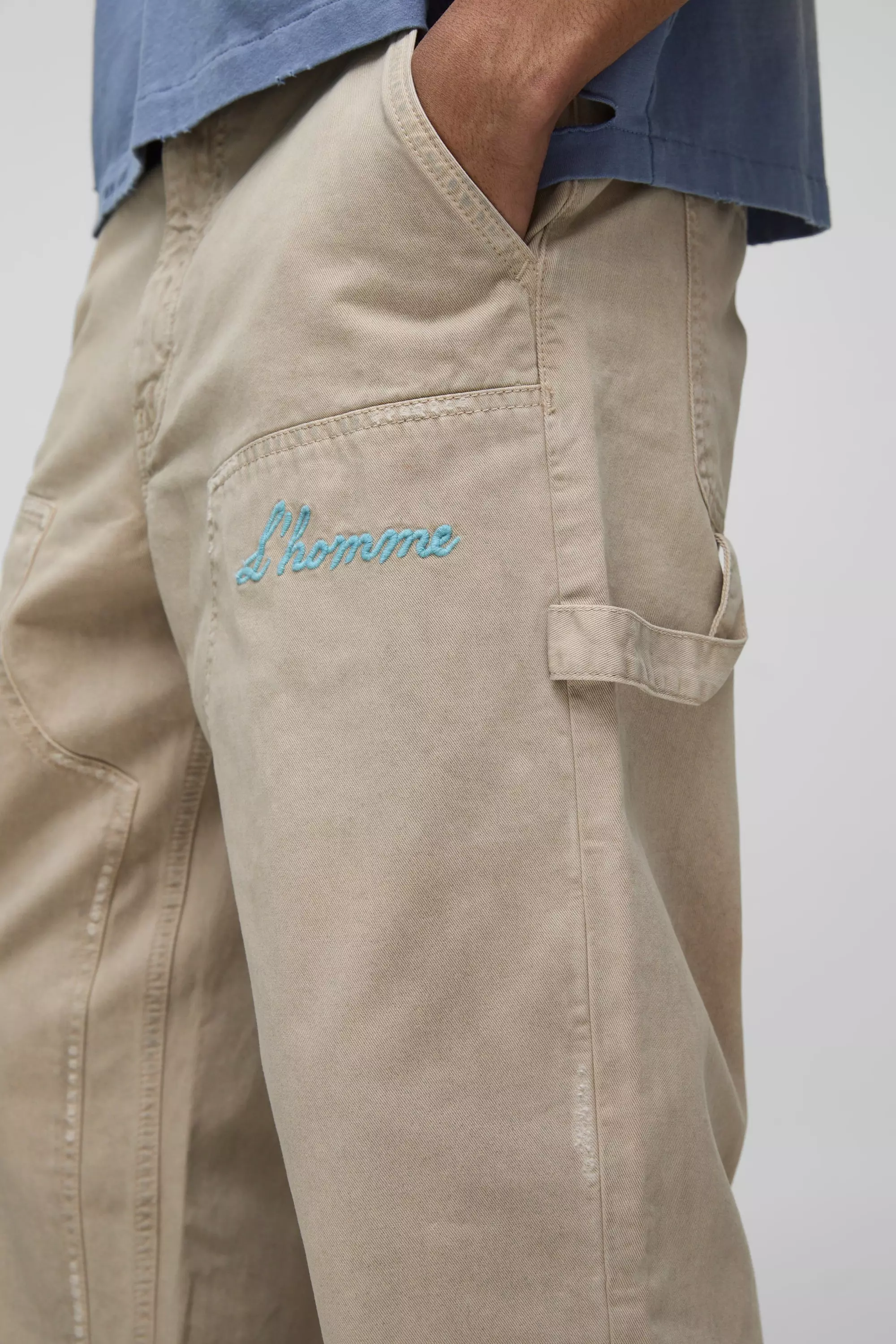 Ecru Relaxed Fit Vintage Overdye Carpenter Trousers alternative image