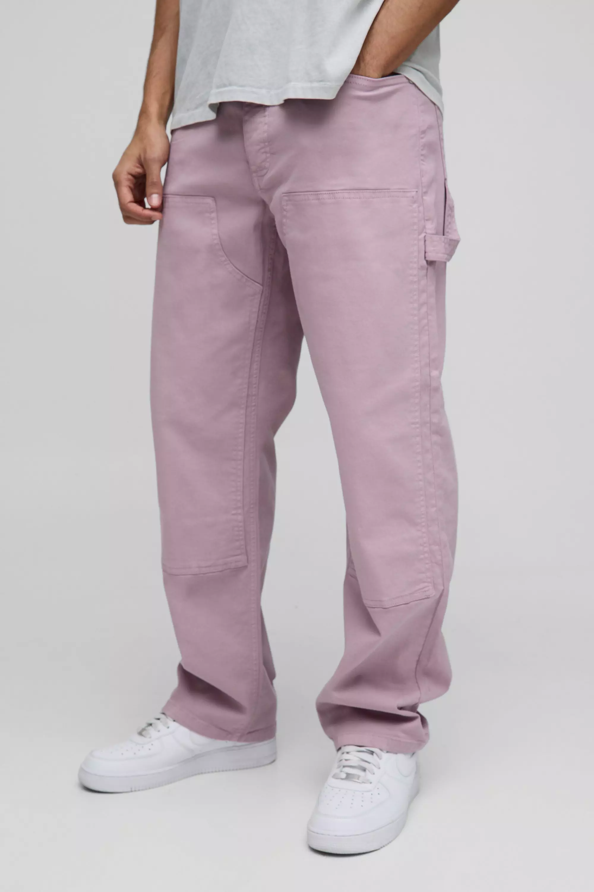 Mauve Relaxed Overdye Carpenter Trousers alternative image