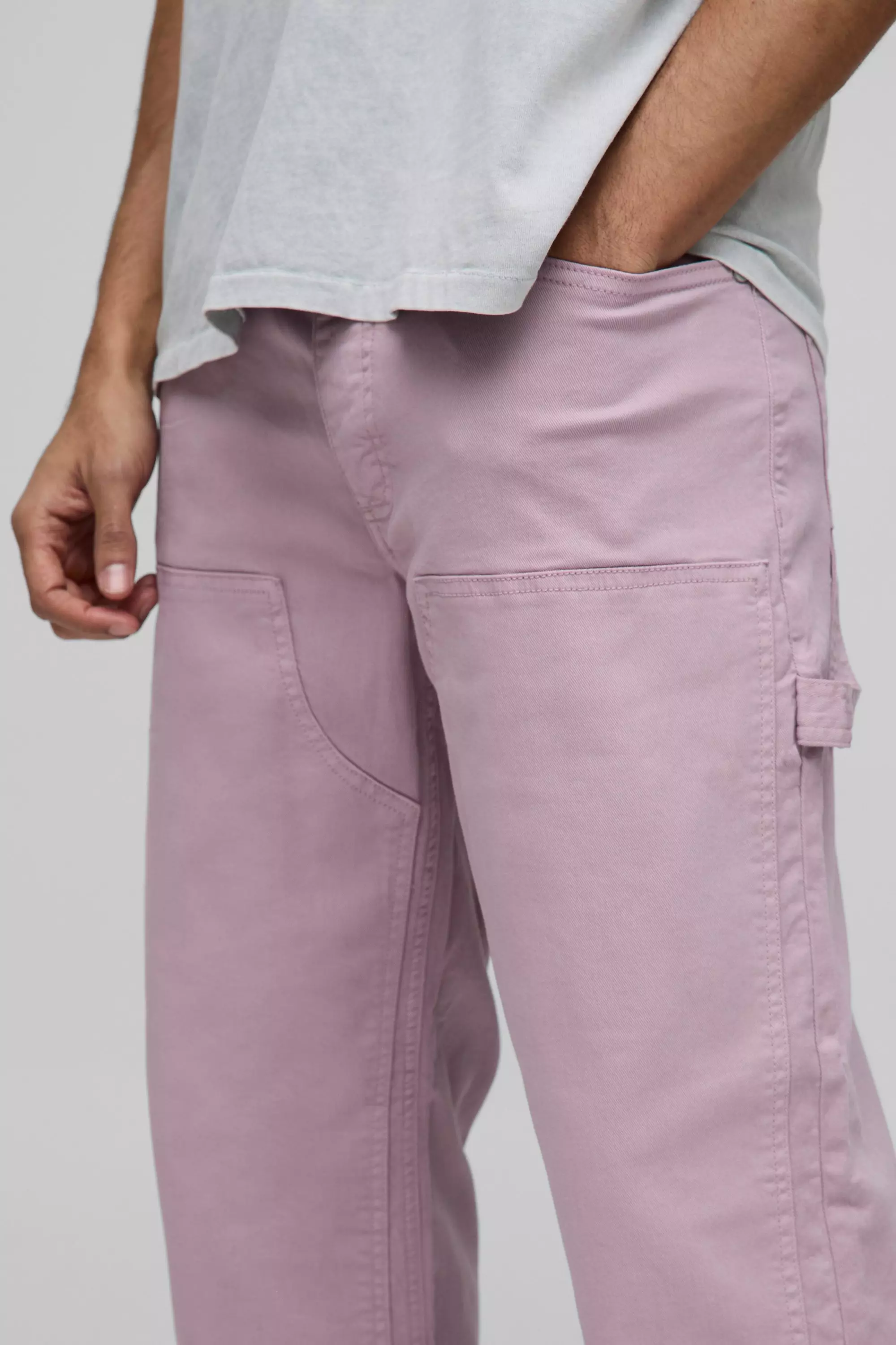 Mauve Relaxed Overdye Carpenter Trousers alternative image