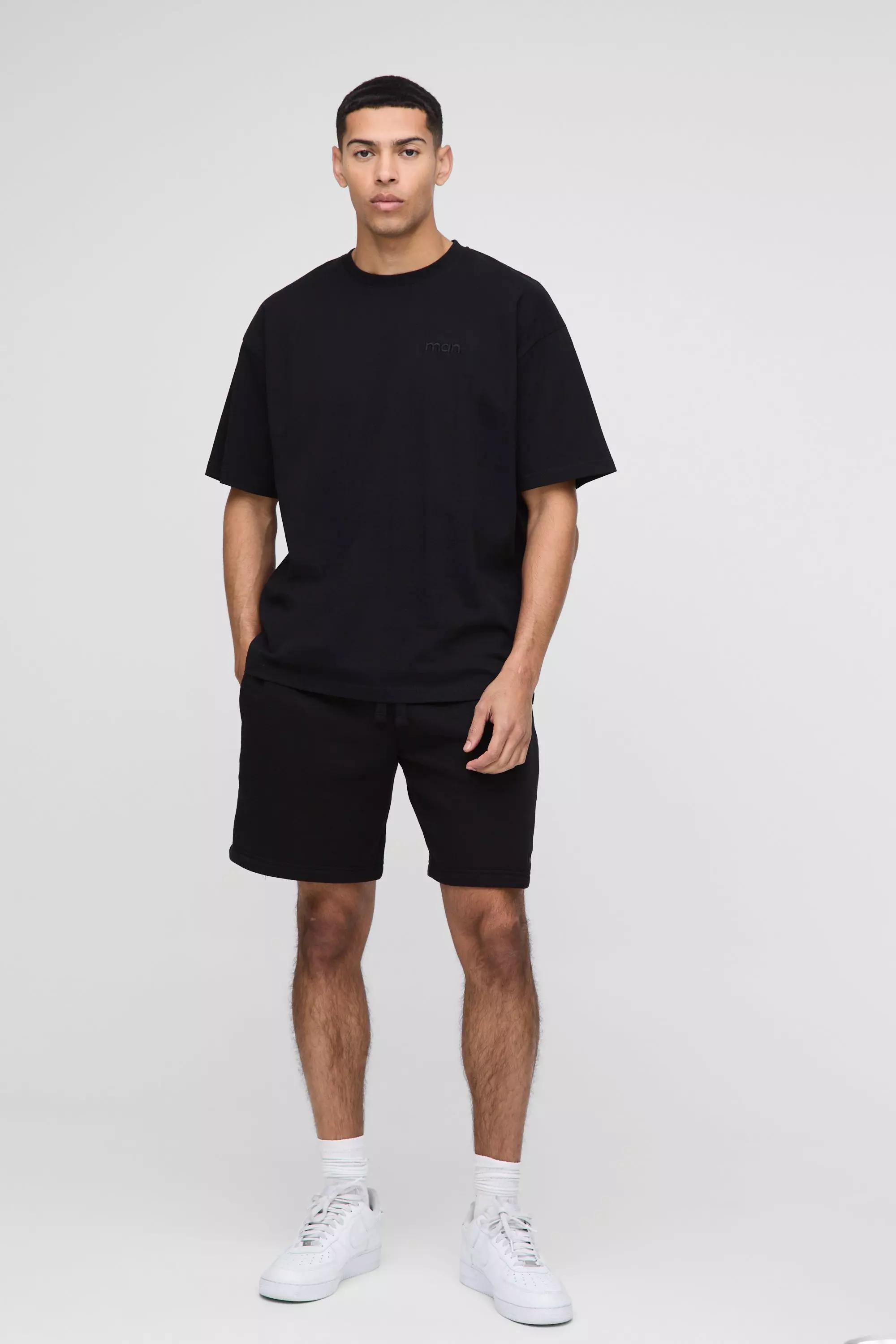 Oversized Man Sport T-Shirt & Short Set Black