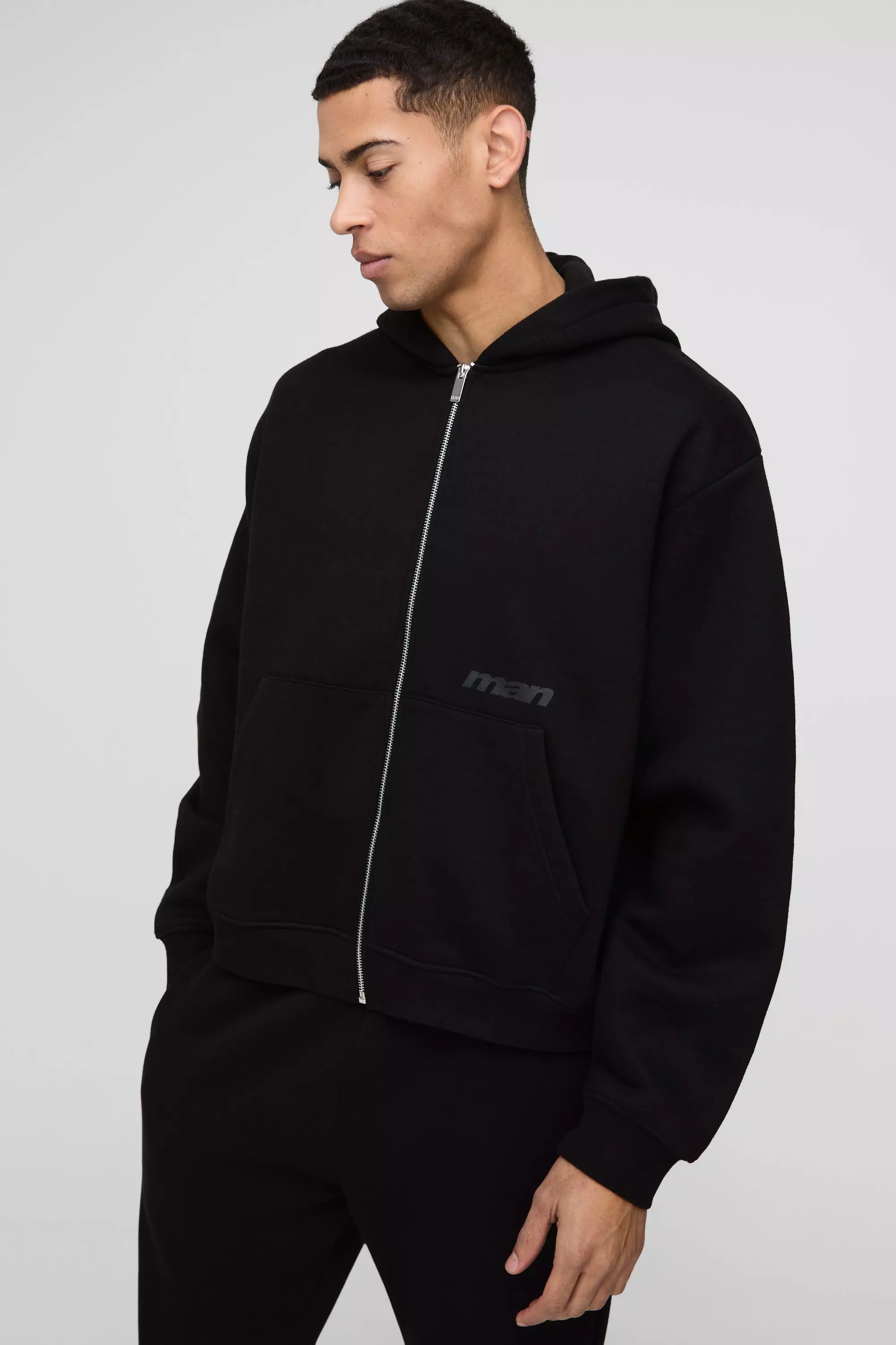 Sweat à capuche oversize zippé - MAN, Black autre image