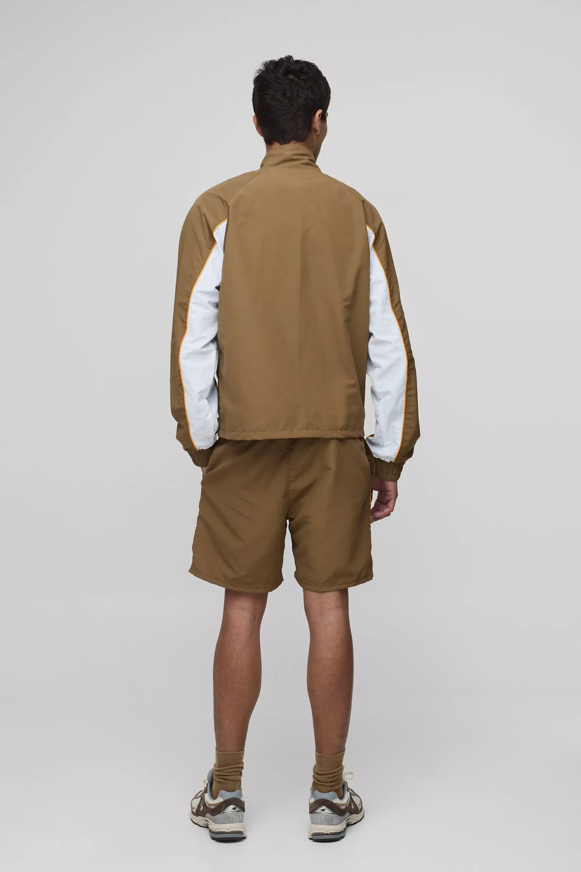 Regular Fit Crinkle Nylon Panelled Track Jacket | boohooMAN USA