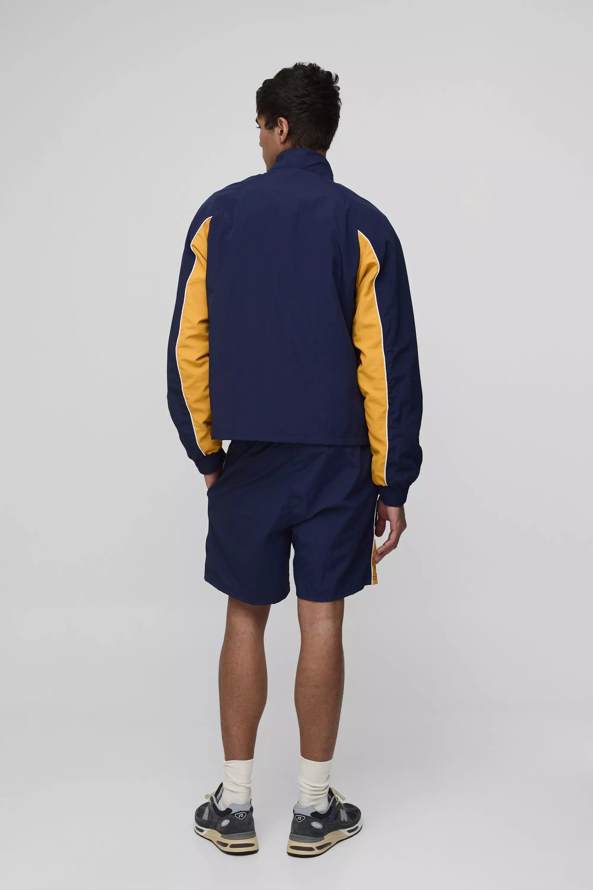 Regular Fit Crinkle Nylon Panelled Track Jacket | boohooMAN USA