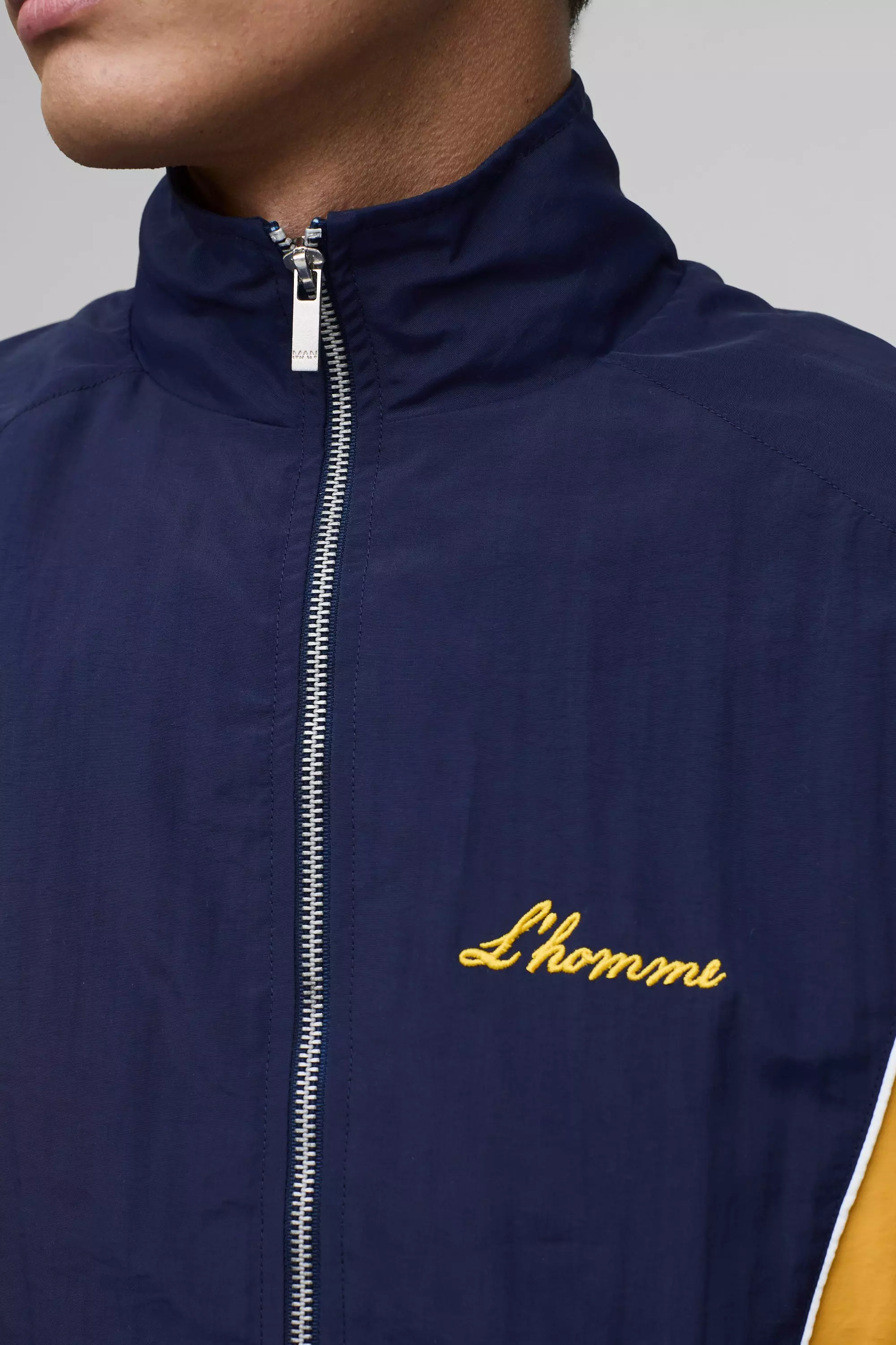 Regular Fit Crinkle Nylon Panelled Track Jacket | boohooMAN USA
