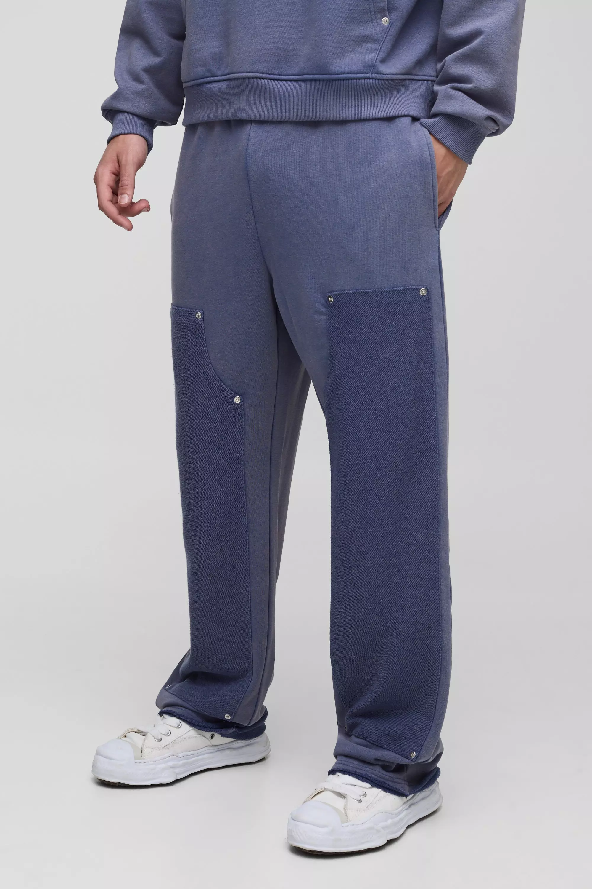 Straight Leg Washed Carpenter Joggers | boohooMAN