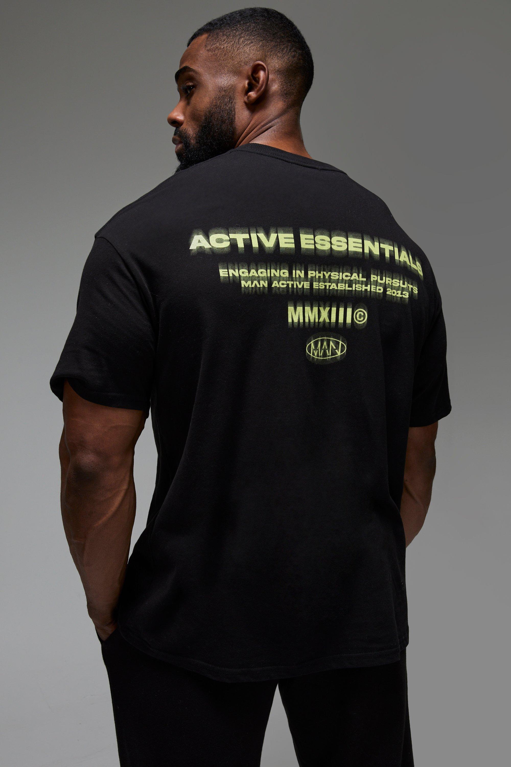 Man Active Essentials Blurred Oversized T-Shirt | boohooMAN USA