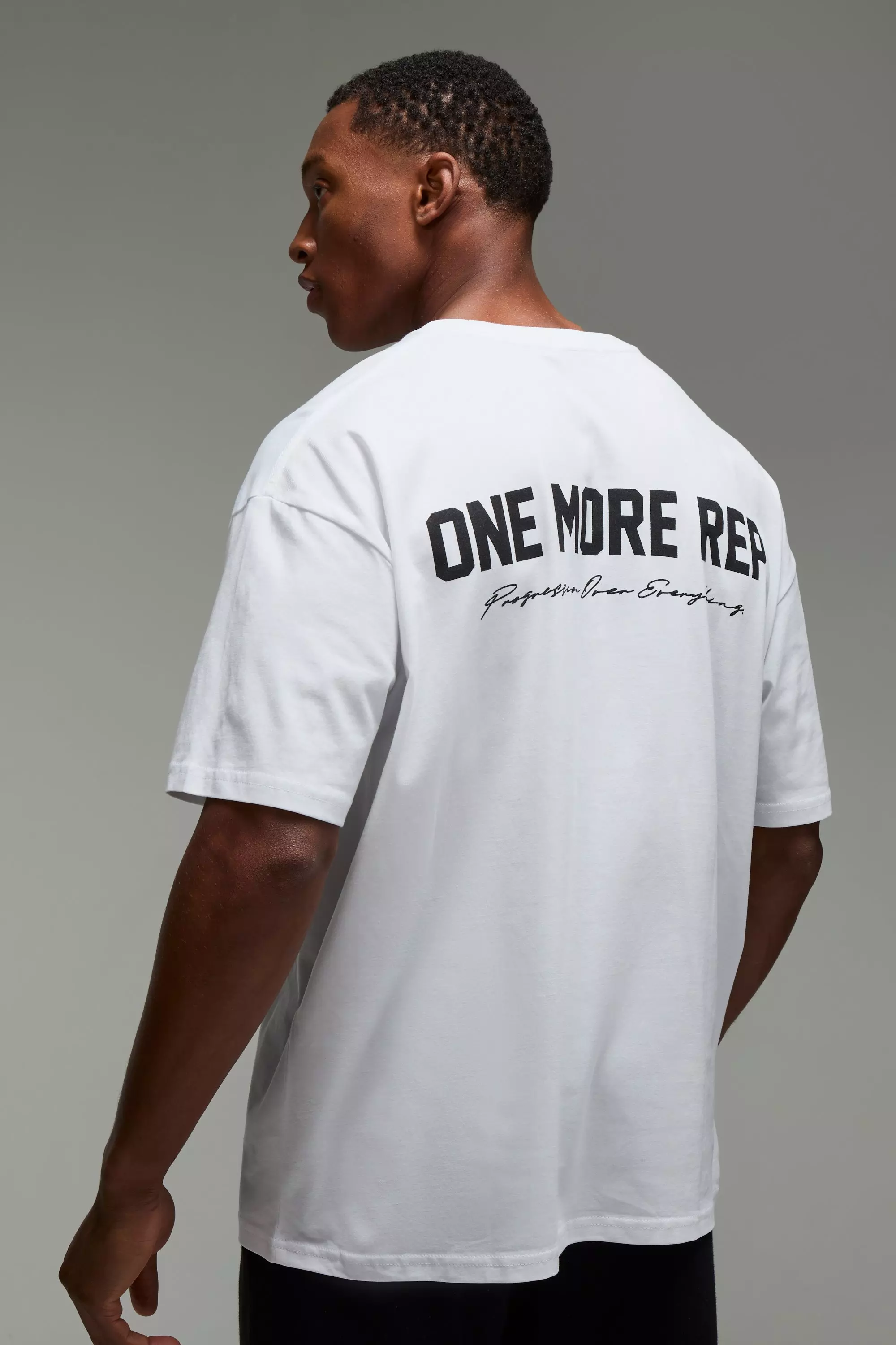 Man Active Oversize T-Shirt mit One More Rep Print, White alternatives Bild