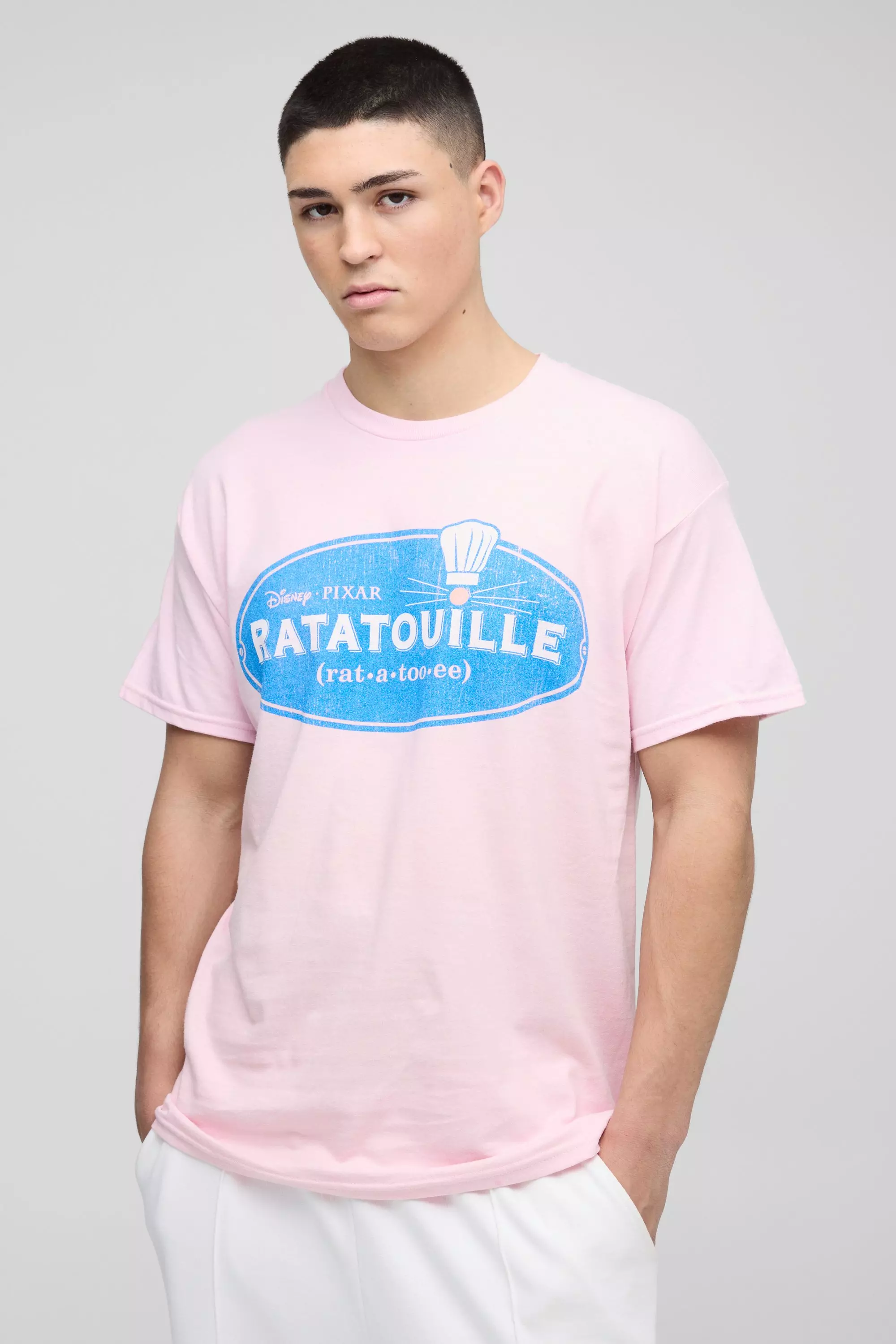 Oversized Disney Pixar Ratatouille License T-Shirt Light pink