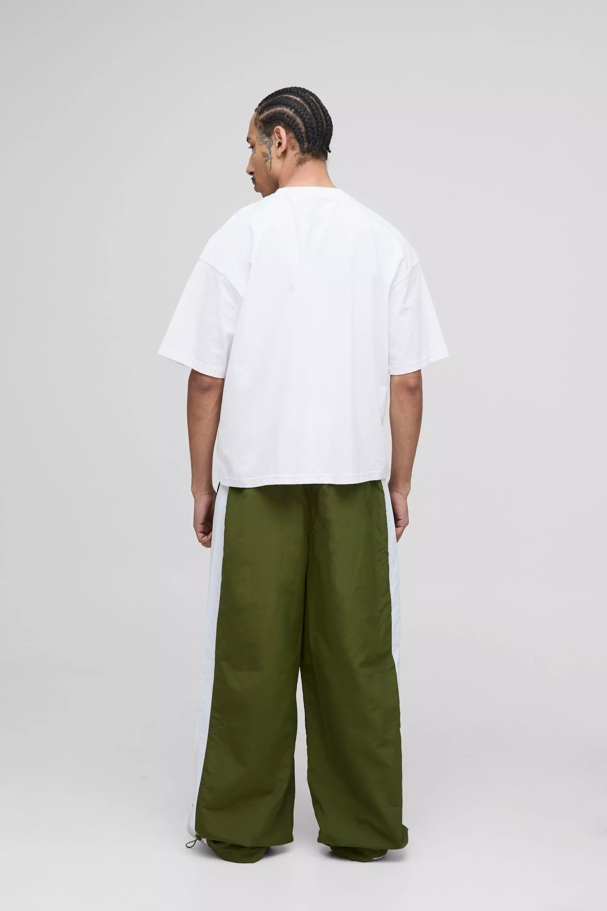 OFCL Side Panel Parachute Pants | boohooMAN USA