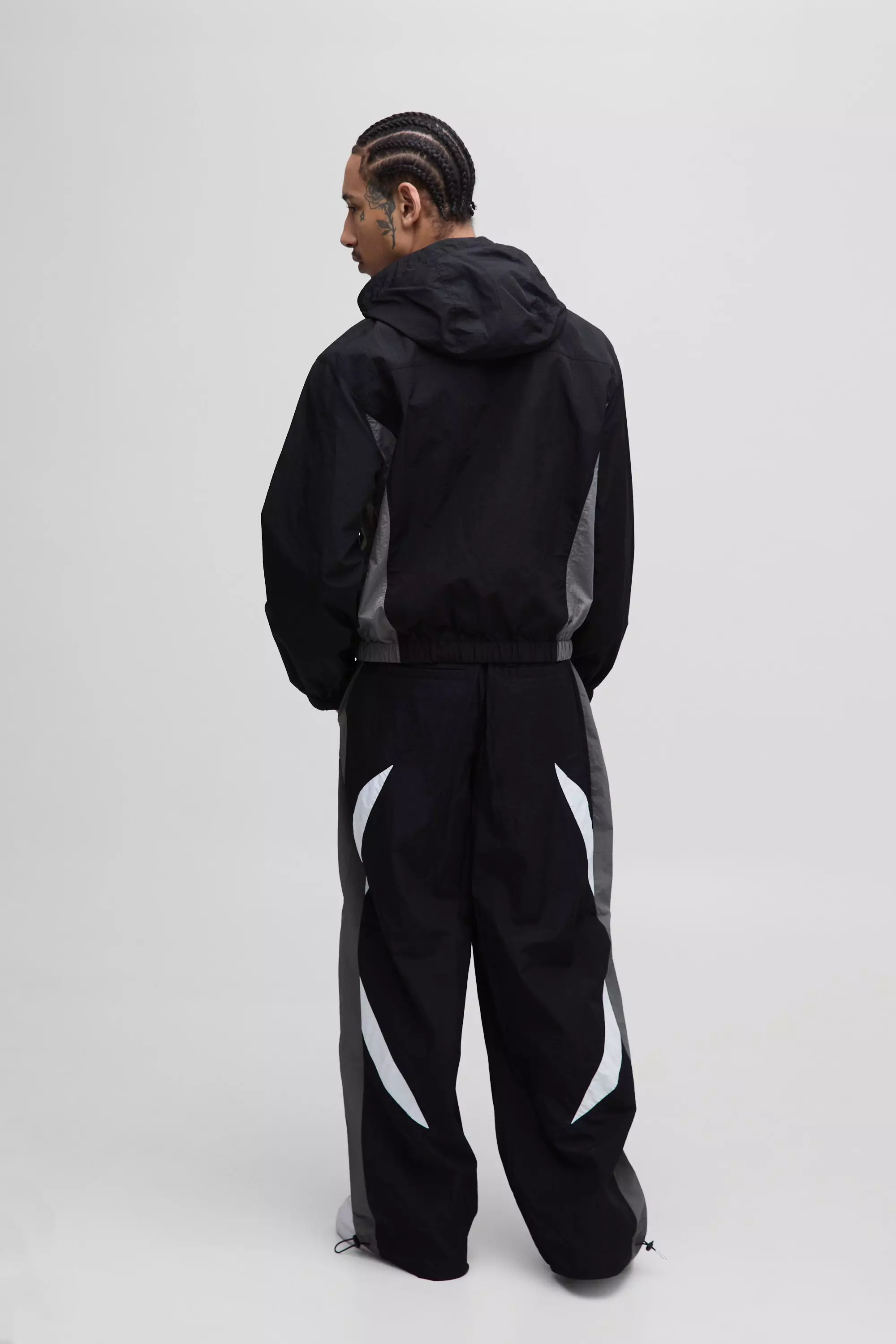 Elasticated Waist Parachute Side Stripe Pants | boohooMAN USA
